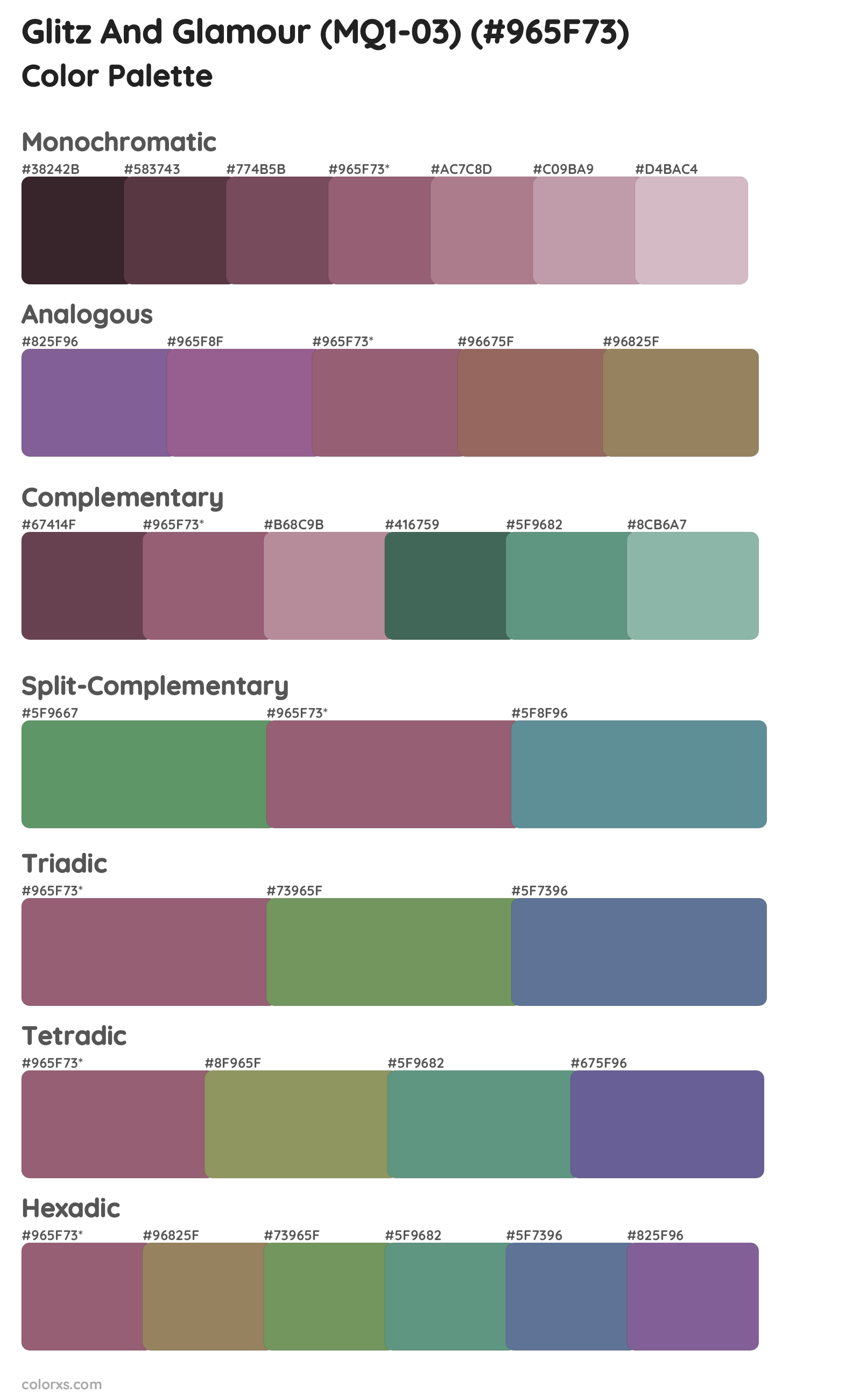 Glitz And Glamour (MQ1-03) Color Scheme Palettes