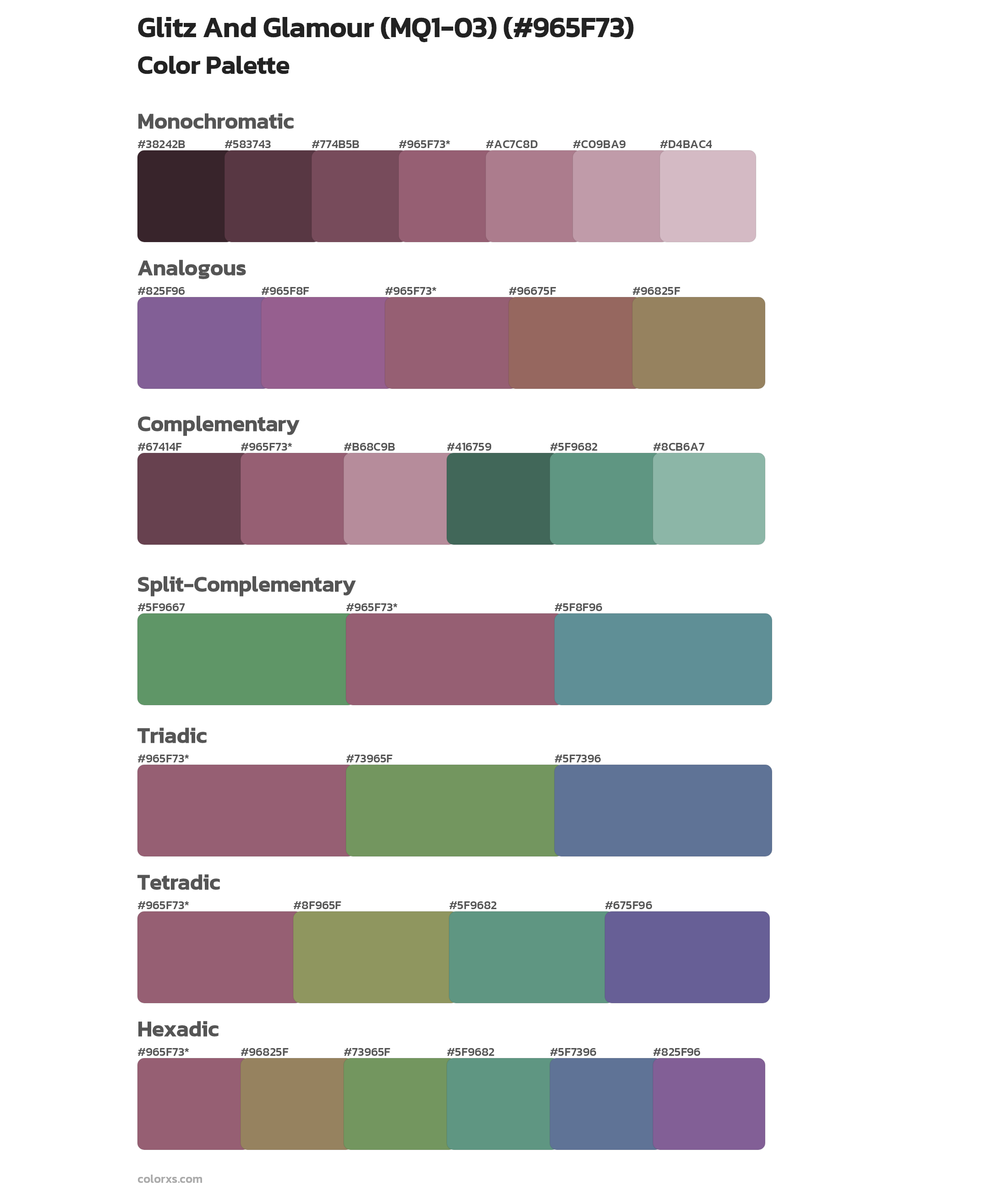 Glitz And Glamour (MQ1-03) Color Scheme Palettes