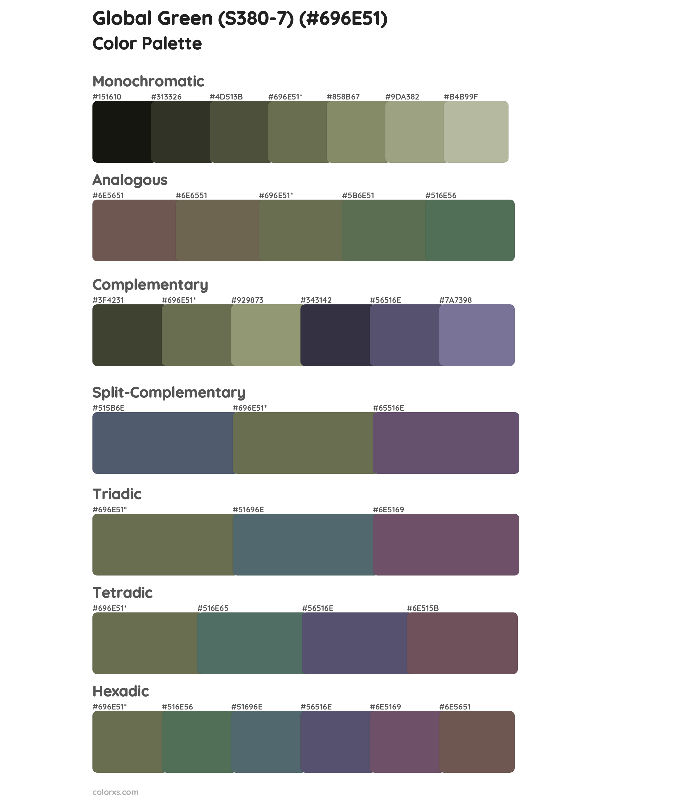 Global Green (S380-7) Color Scheme Palettes