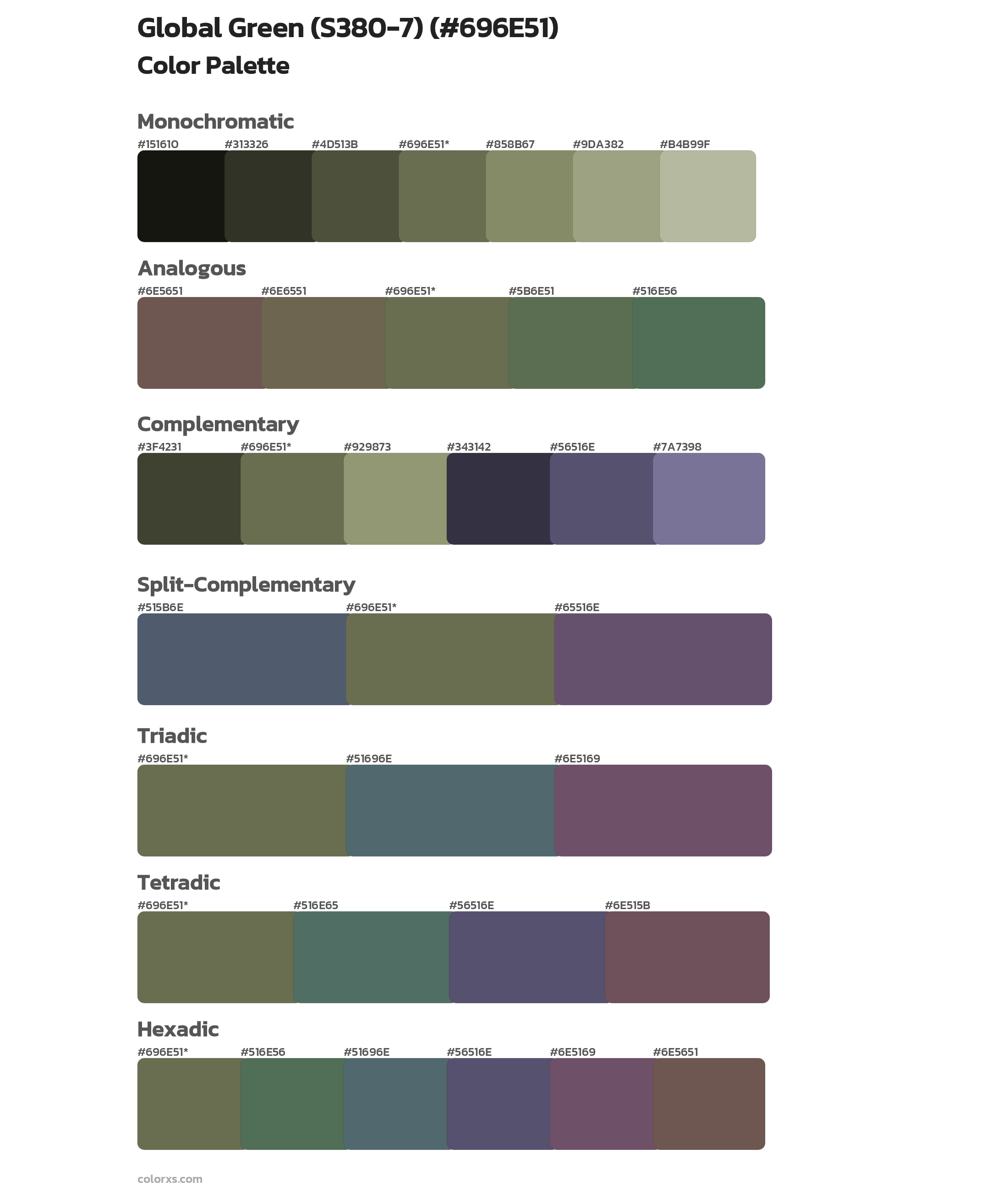 Global Green (S380-7) Color Scheme Palettes