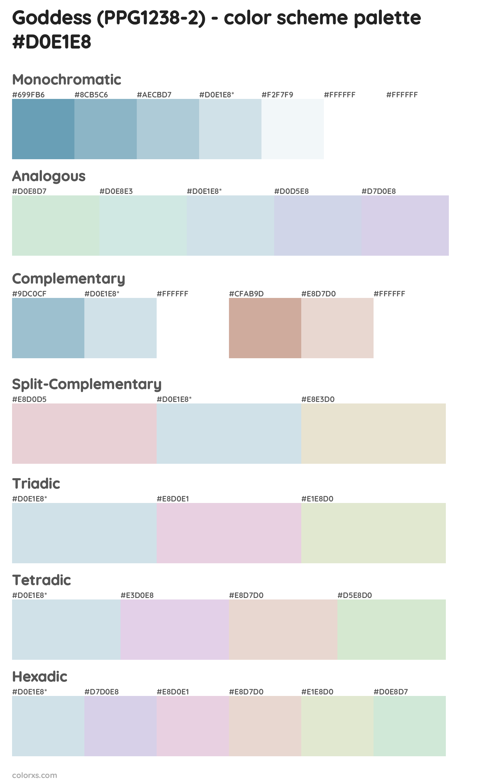 Goddess (PPG1238-2) Color Scheme Palettes