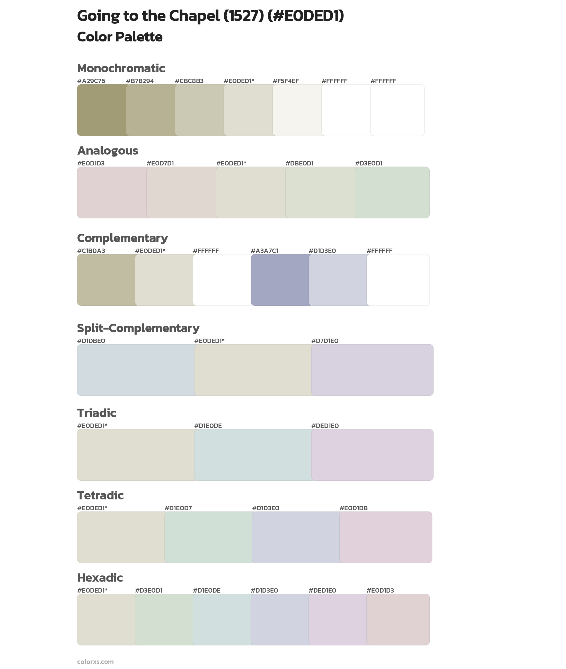 Going to the Chapel (1527) Color Scheme Palettes