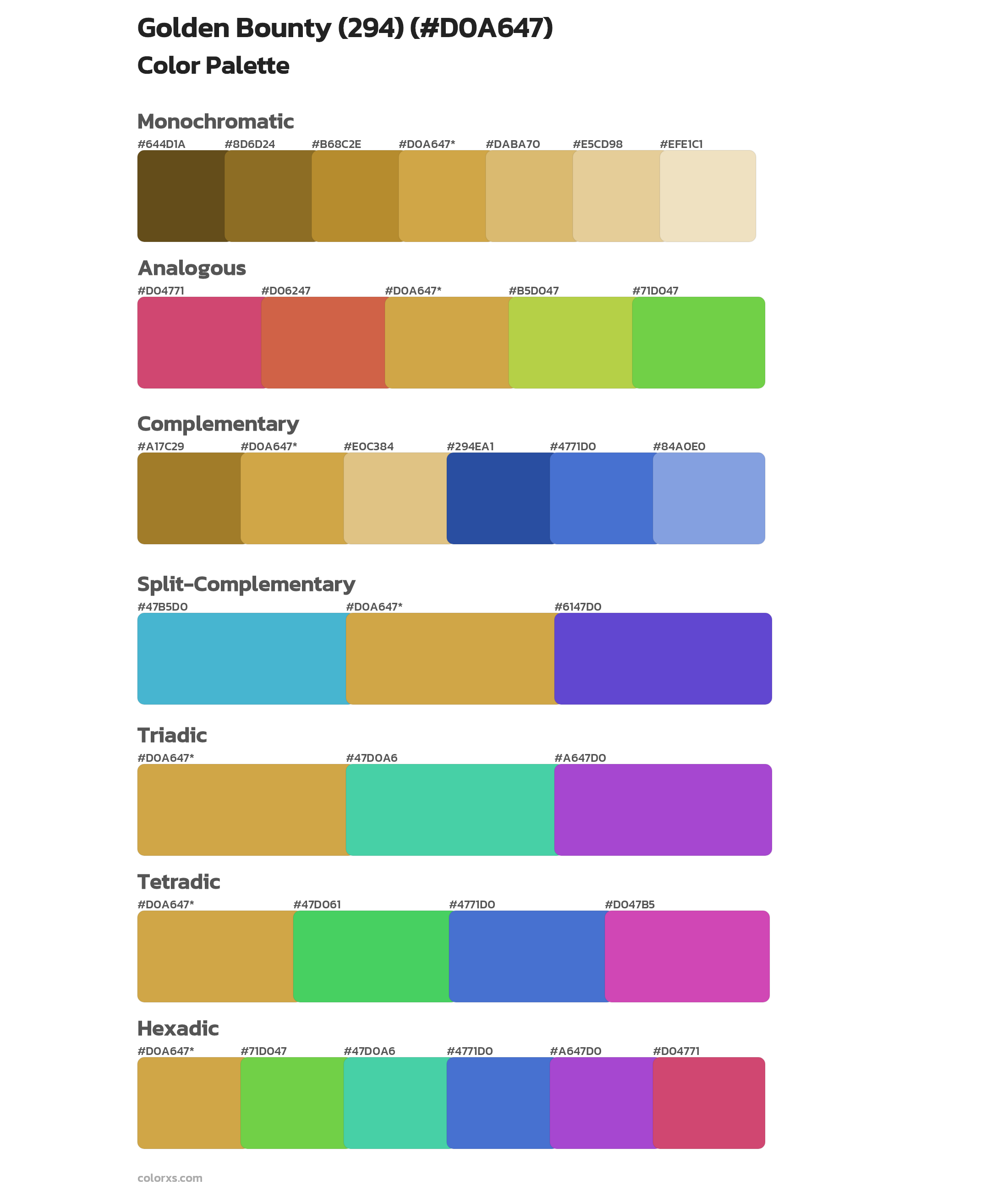 Golden Bounty (294) Color Scheme Palettes