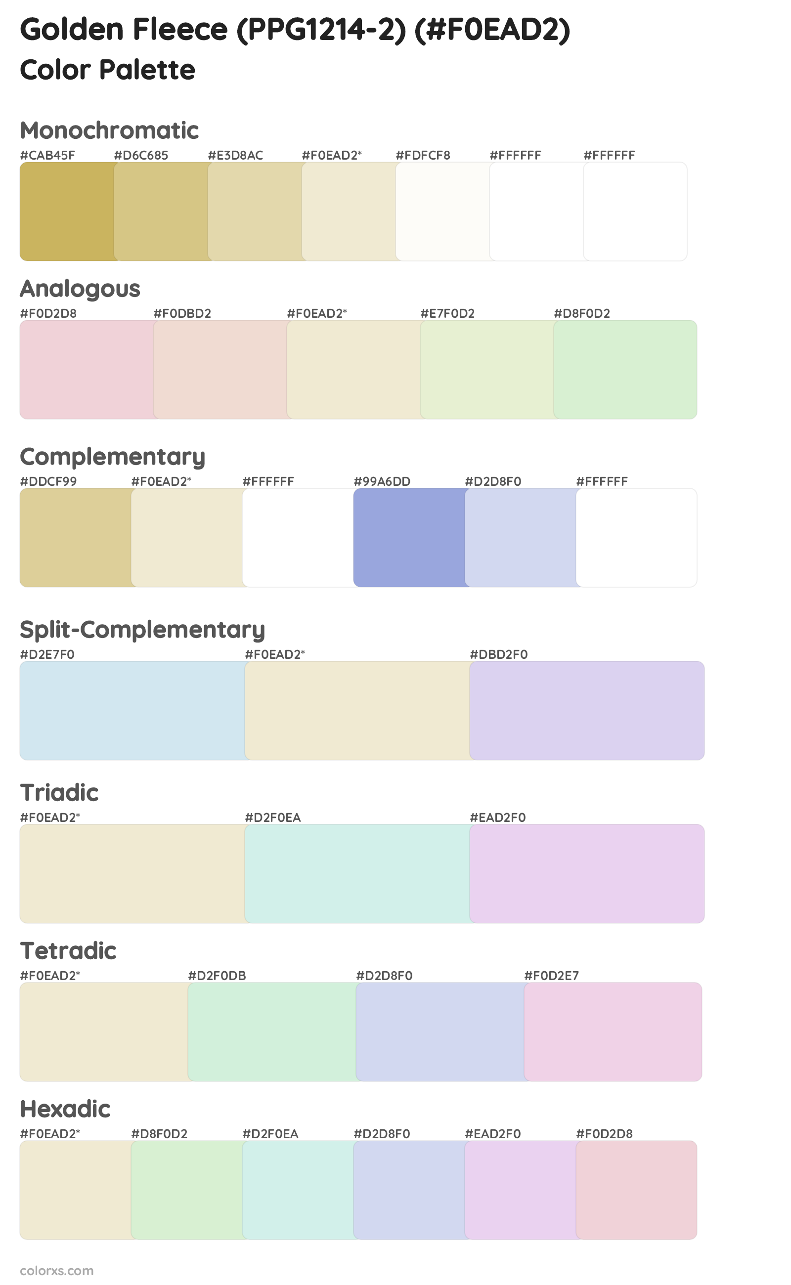 Golden Fleece (PPG1214-2) Color Scheme Palettes