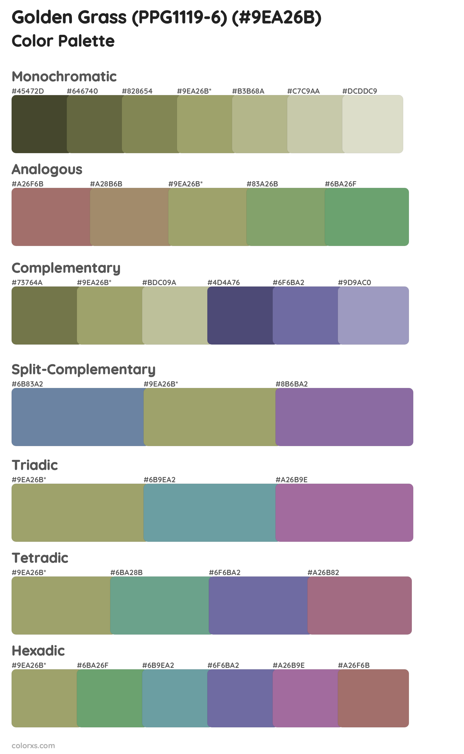 Golden Grass (PPG1119-6) Color Scheme Palettes