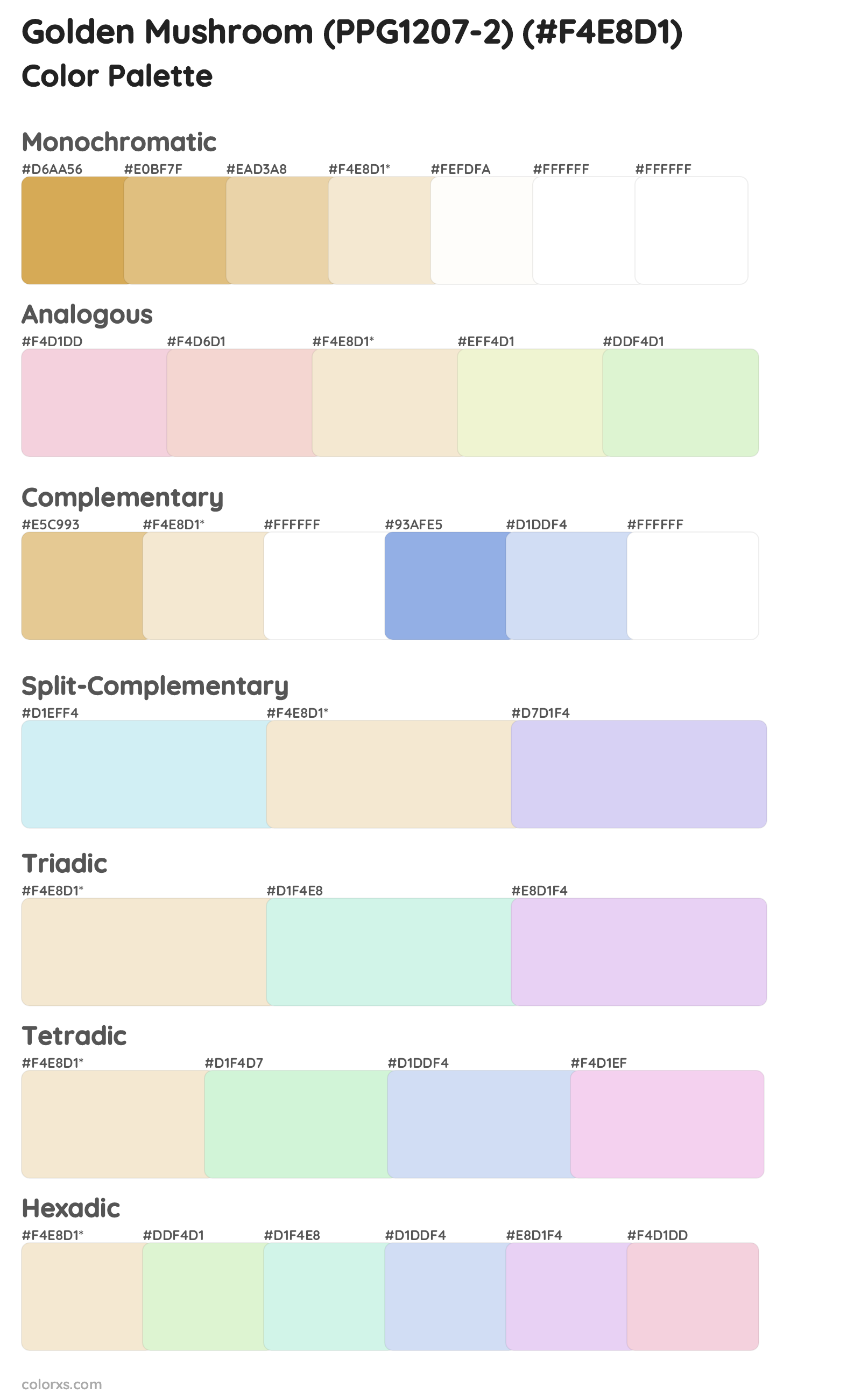 Golden Mushroom (PPG1207-2) Color Scheme Palettes