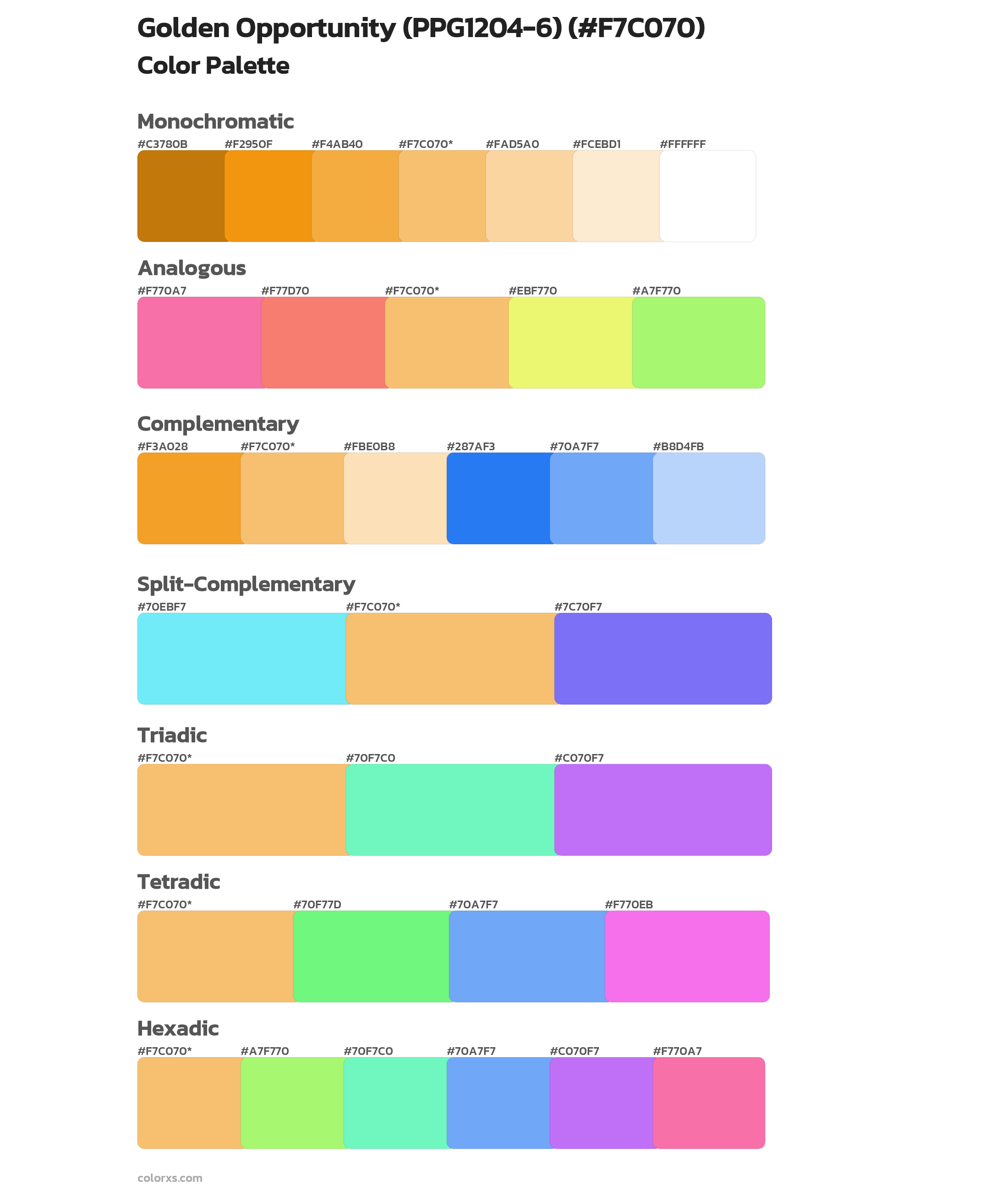 Golden Opportunity (PPG1204-6) Color Scheme Palettes