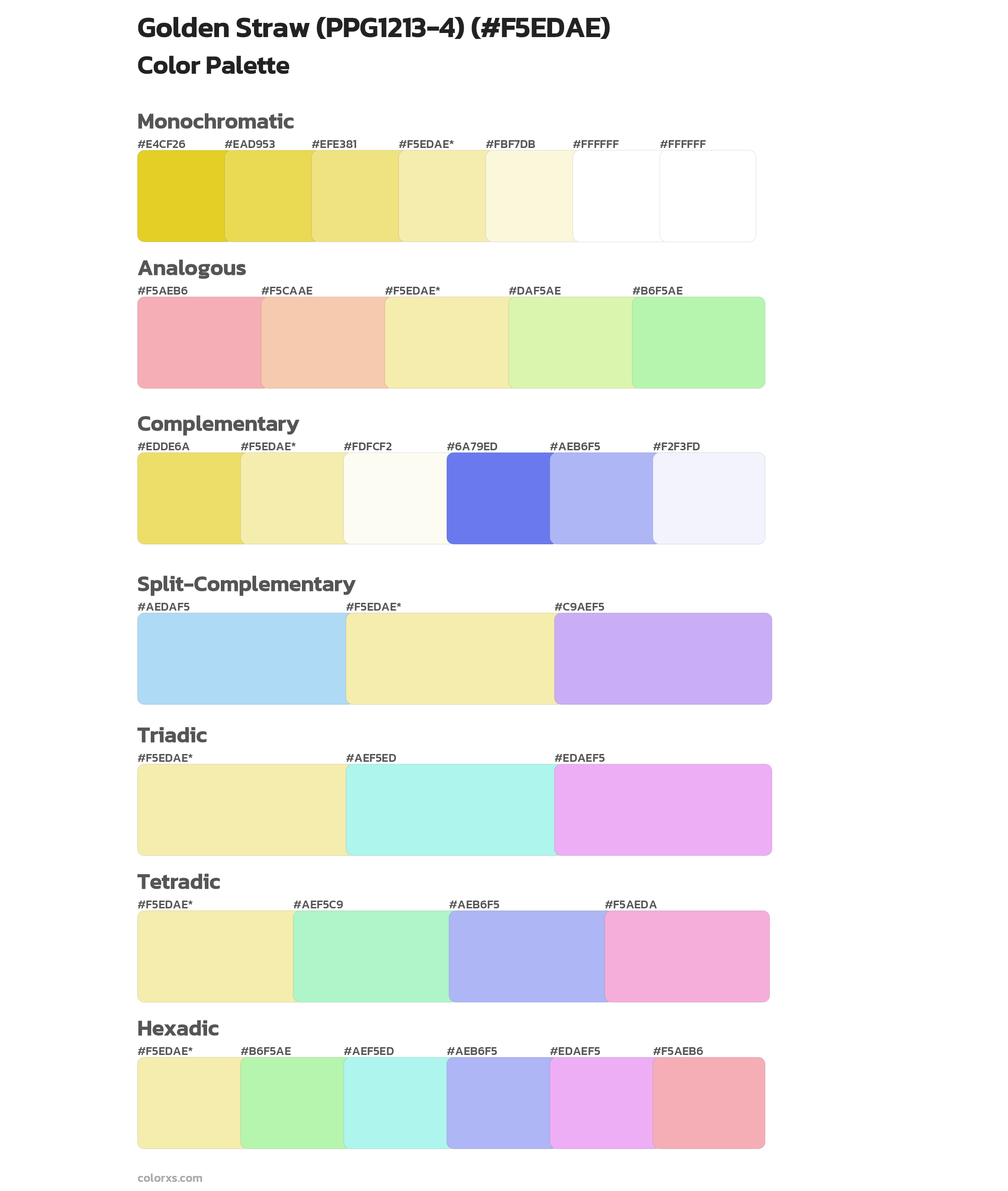 Golden Straw (PPG1213-4) Color Scheme Palettes