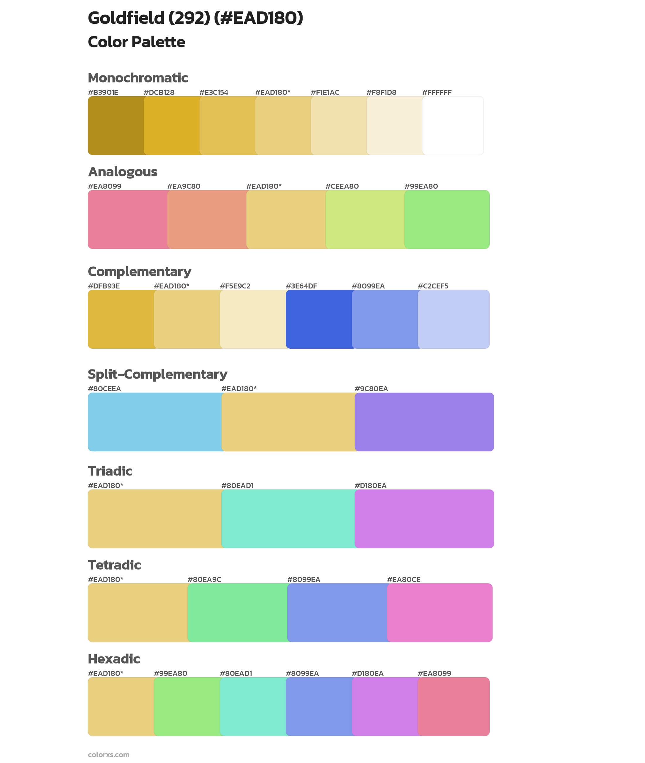 Goldfield (292) Color Scheme Palettes