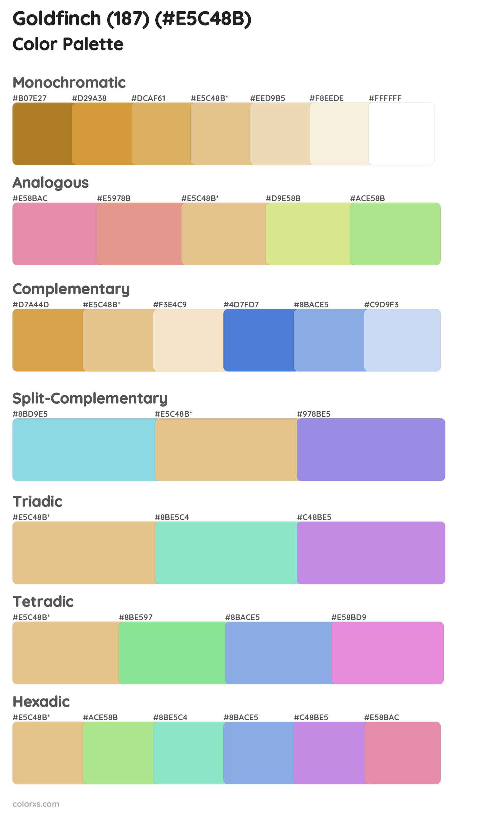 Goldfinch (187) Color Scheme Palettes