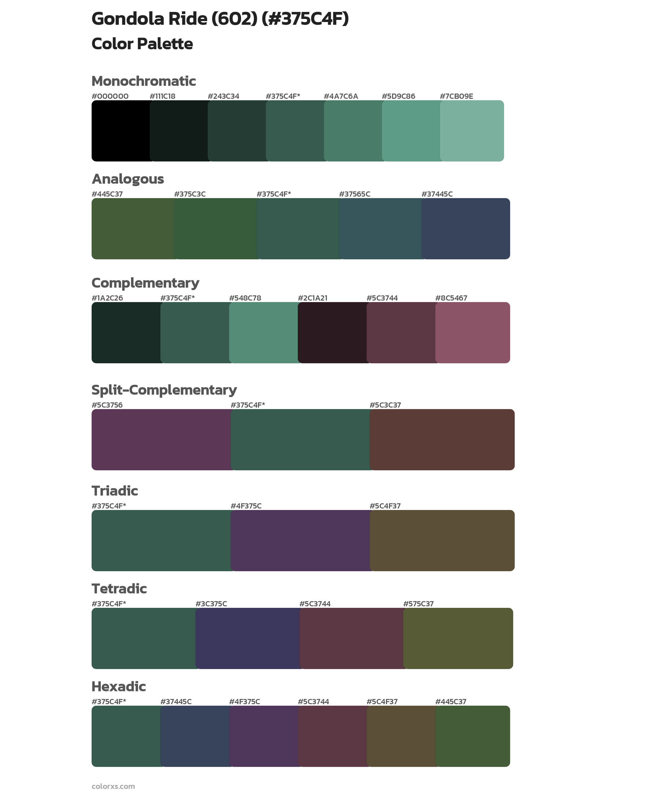 Gondola Ride (602) Color Scheme Palettes