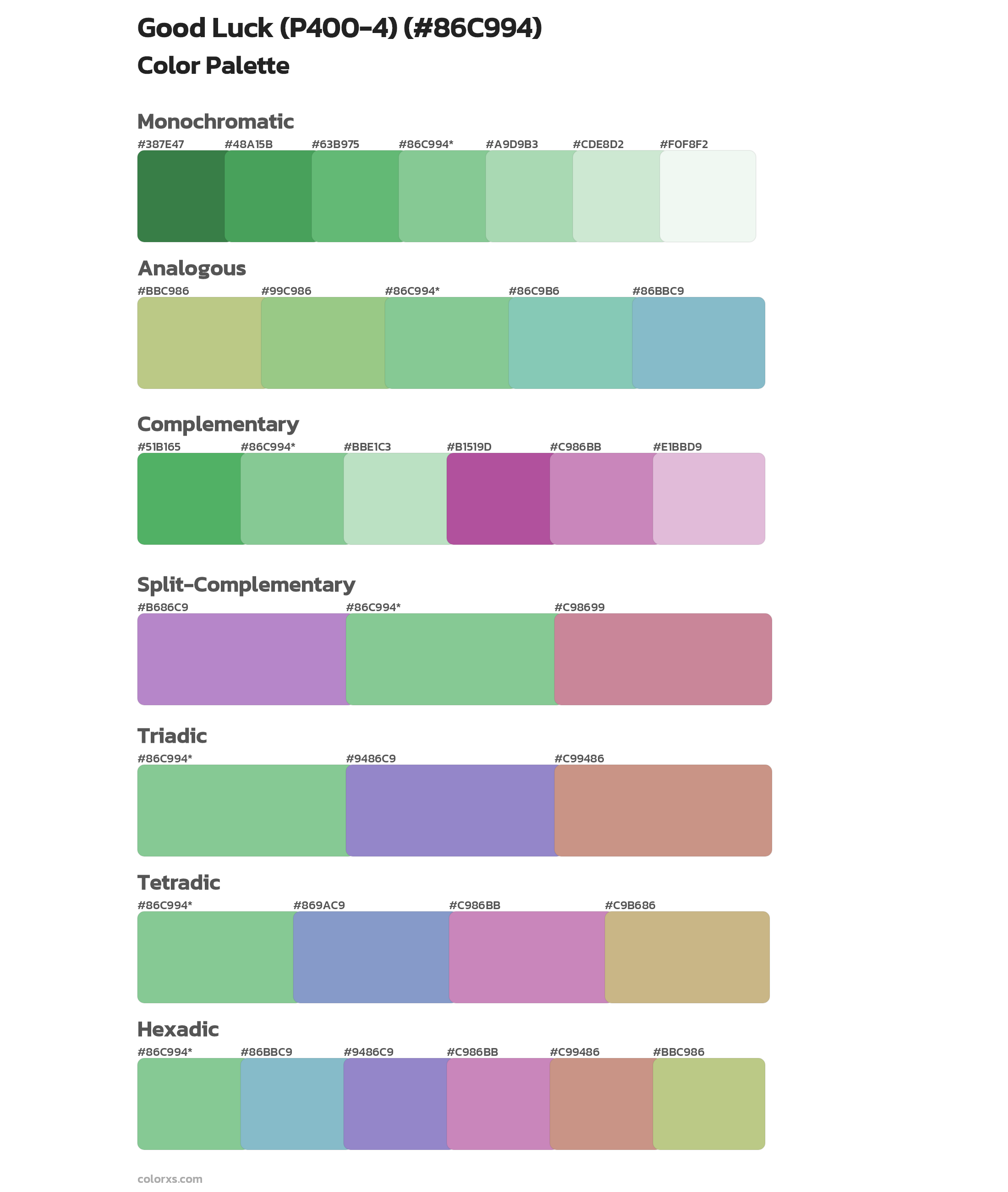 Good Luck (P400-4) Color Scheme Palettes
