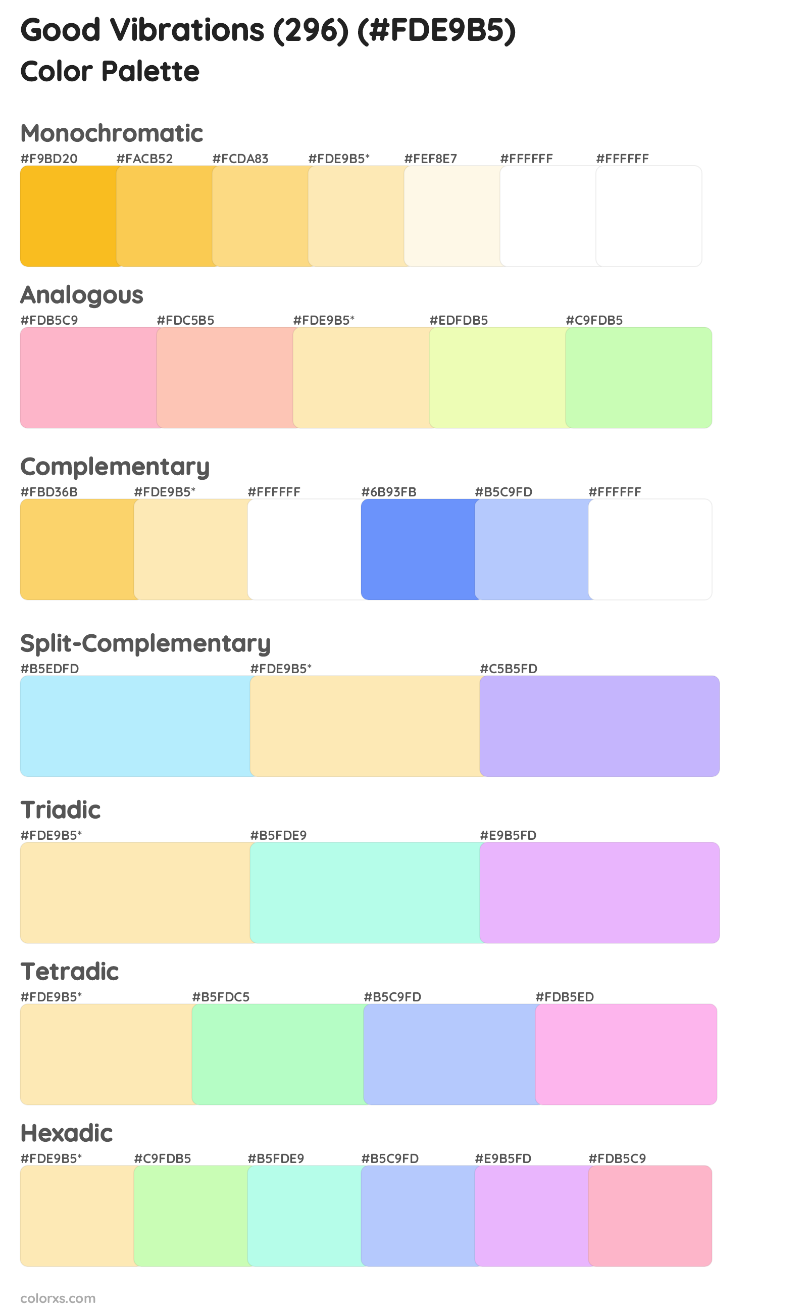 Good Vibrations (296) Color Scheme Palettes