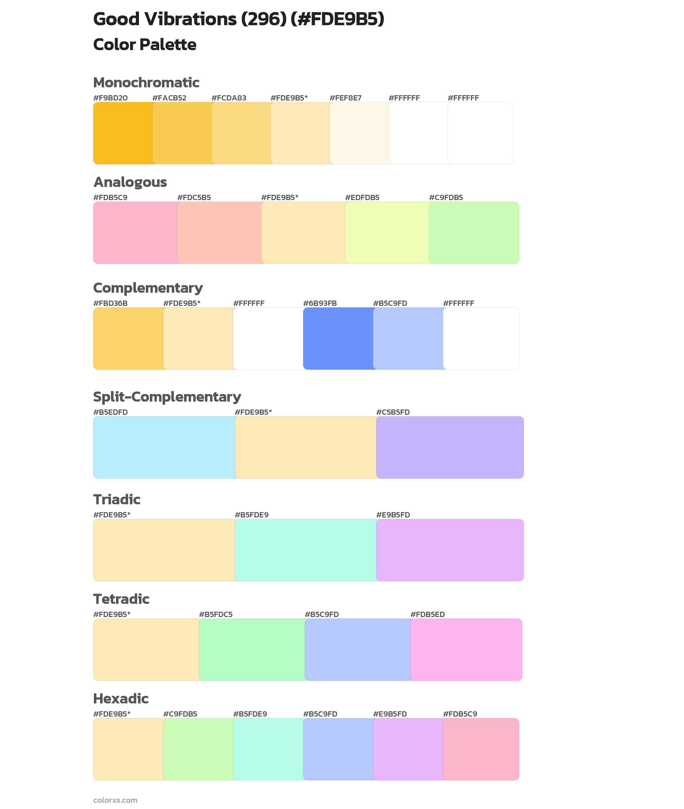 Good Vibrations (296) Color Scheme Palettes