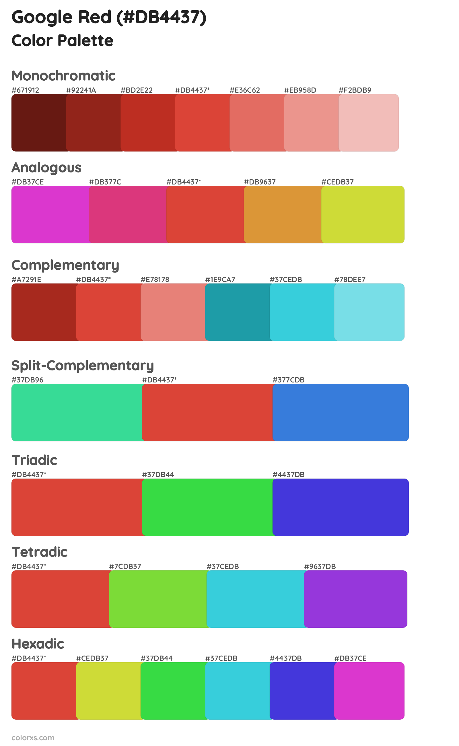 Google Red Color Scheme Palettes