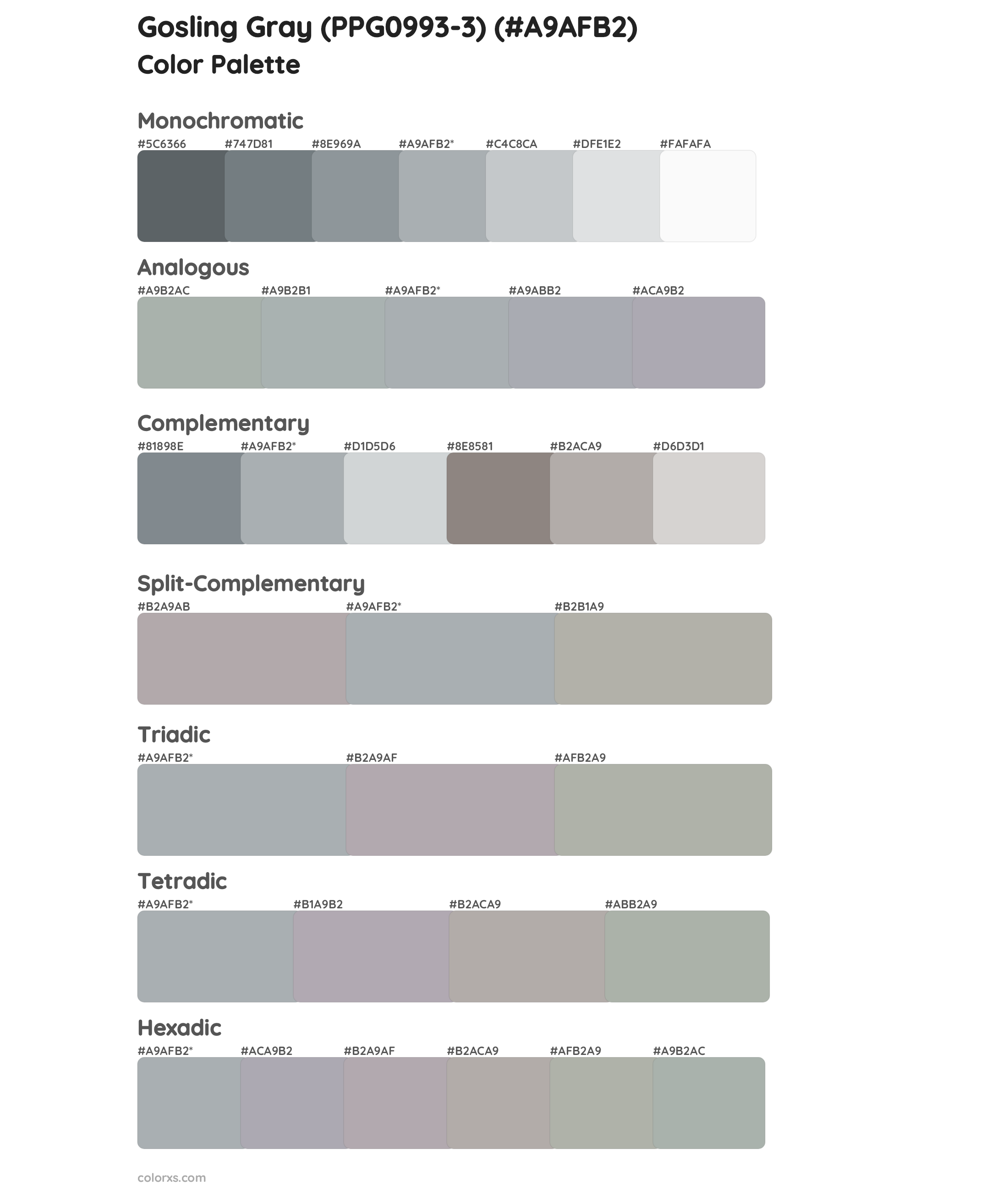Gosling Gray (PPG0993-3) Color Scheme Palettes