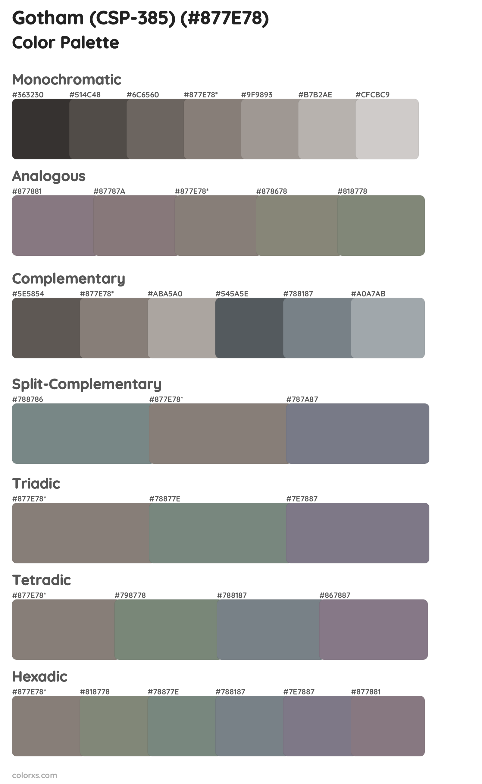 Gotham (CSP-385) Color Scheme Palettes