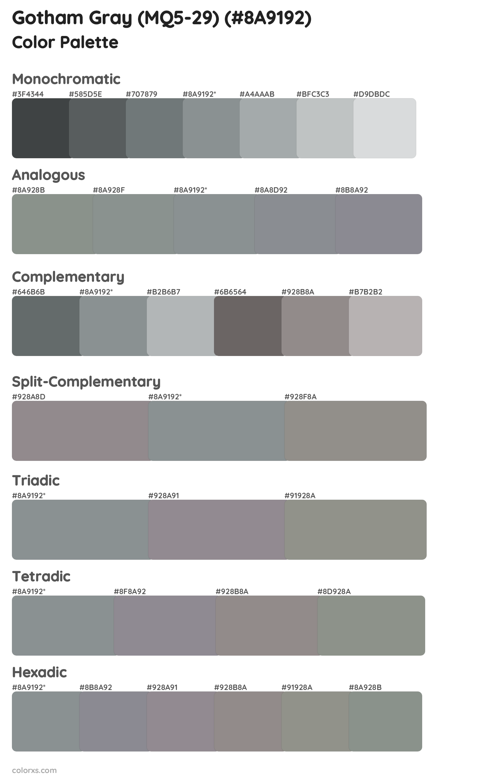 Gotham Gray (MQ5-29) Color Scheme Palettes