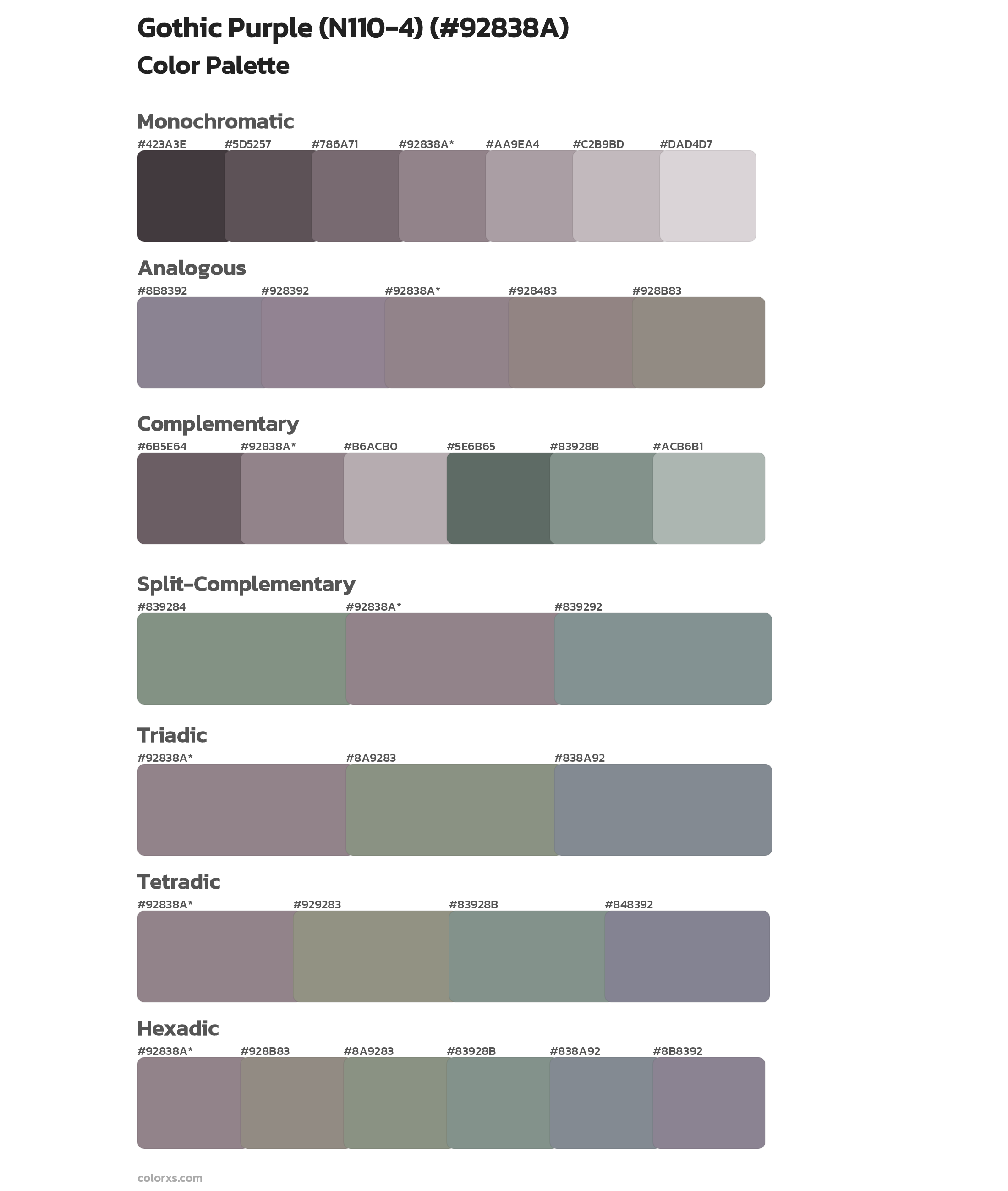 Gothic Purple (N110-4) Color Scheme Palettes