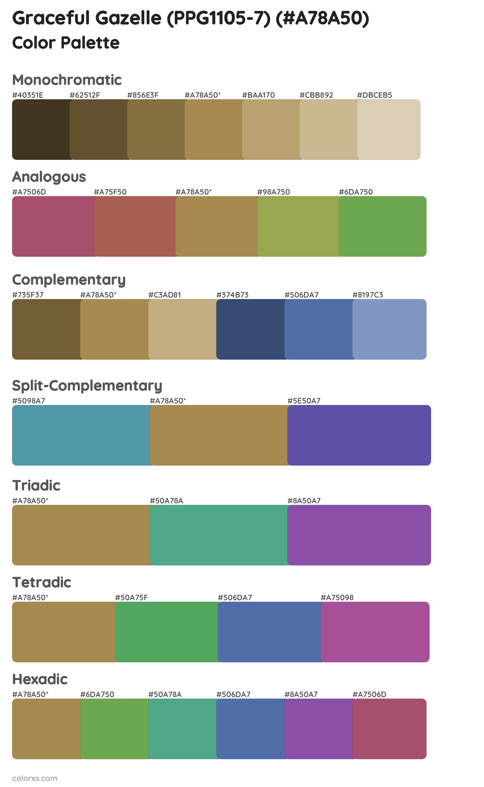 Graceful Gazelle (PPG1105-7) Color Scheme Palettes