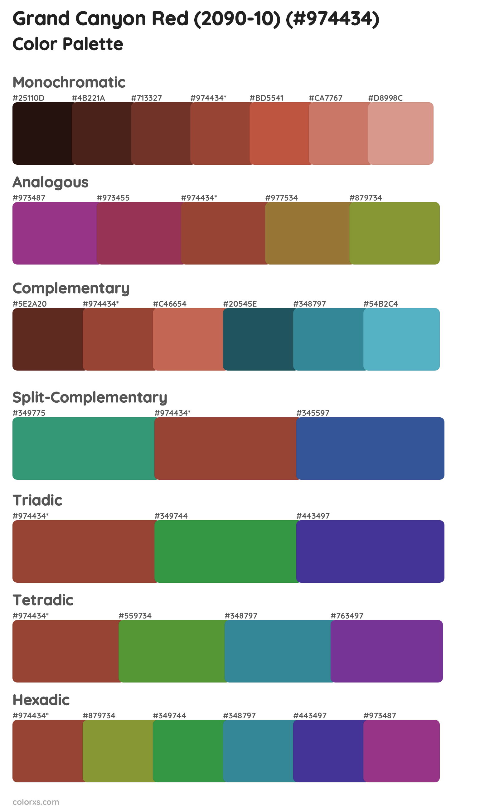 Grand Canyon Red (2090-10) Color Scheme Palettes