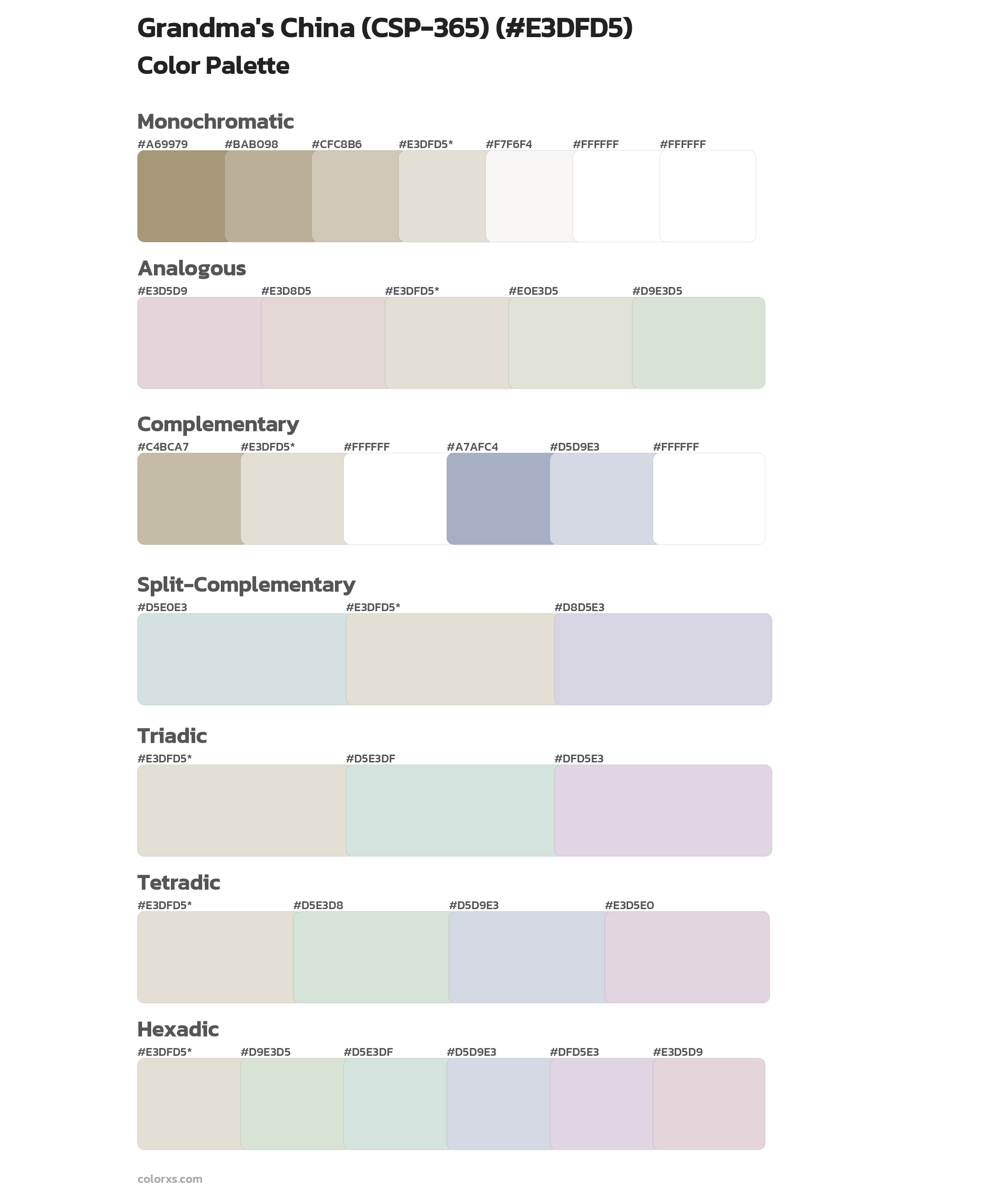 Grandma's China (CSP-365) Color Scheme Palettes
