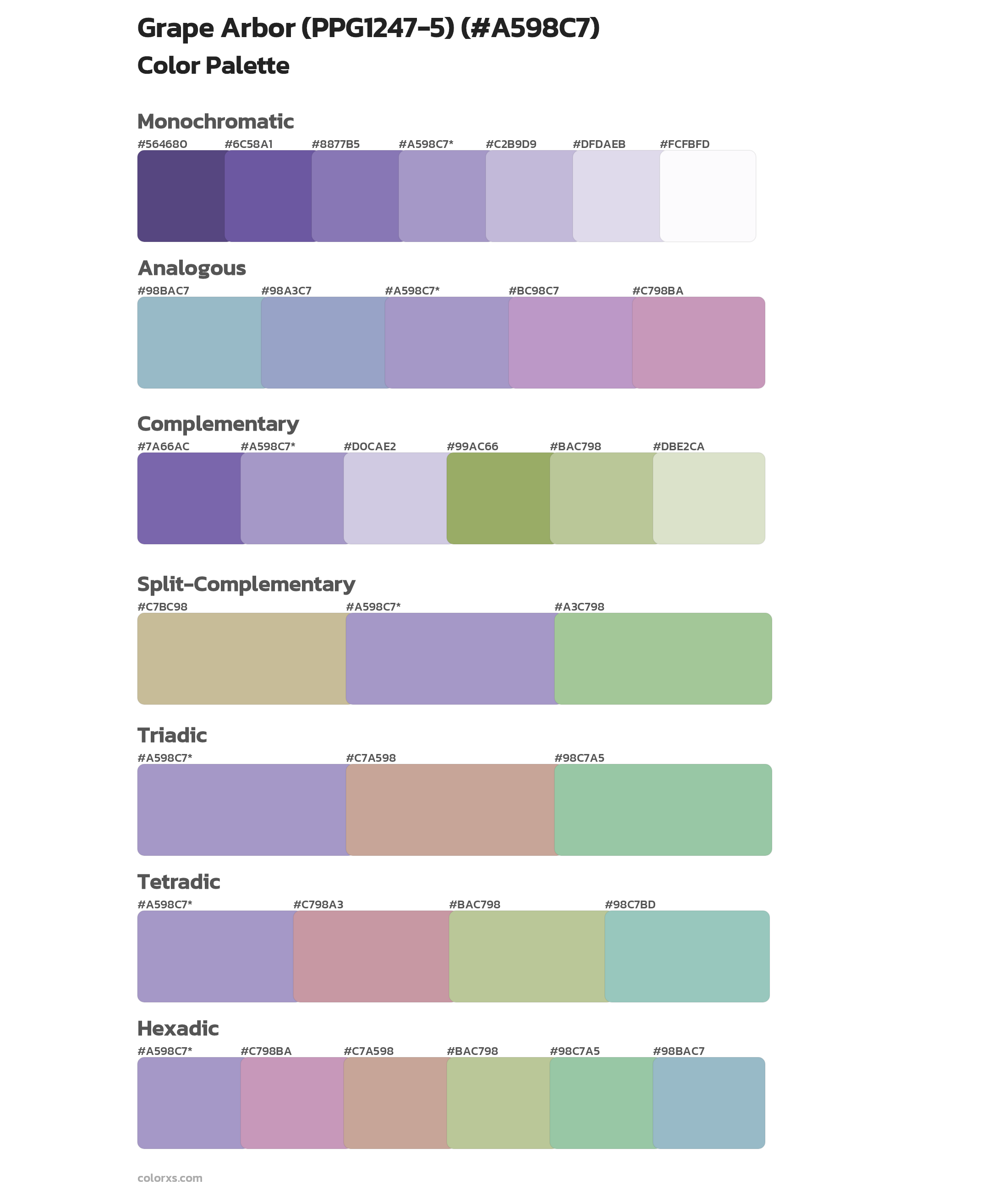 Grape Arbor (PPG1247-5) Color Scheme Palettes