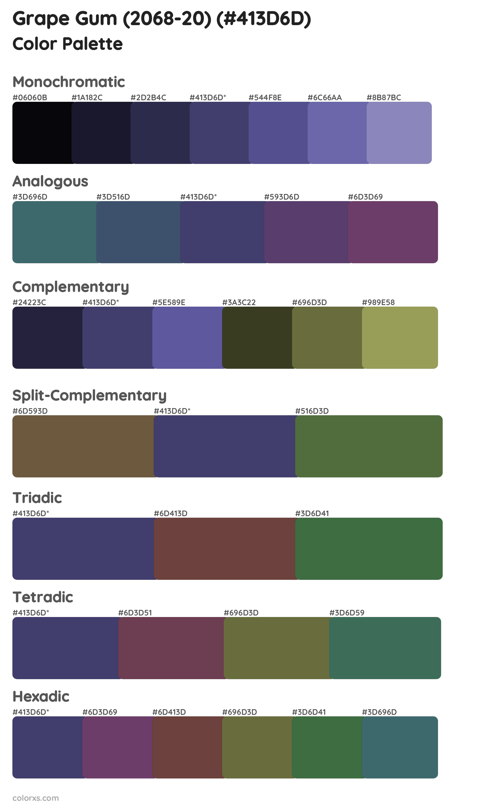 Grape Gum (2068-20) Color Scheme Palettes