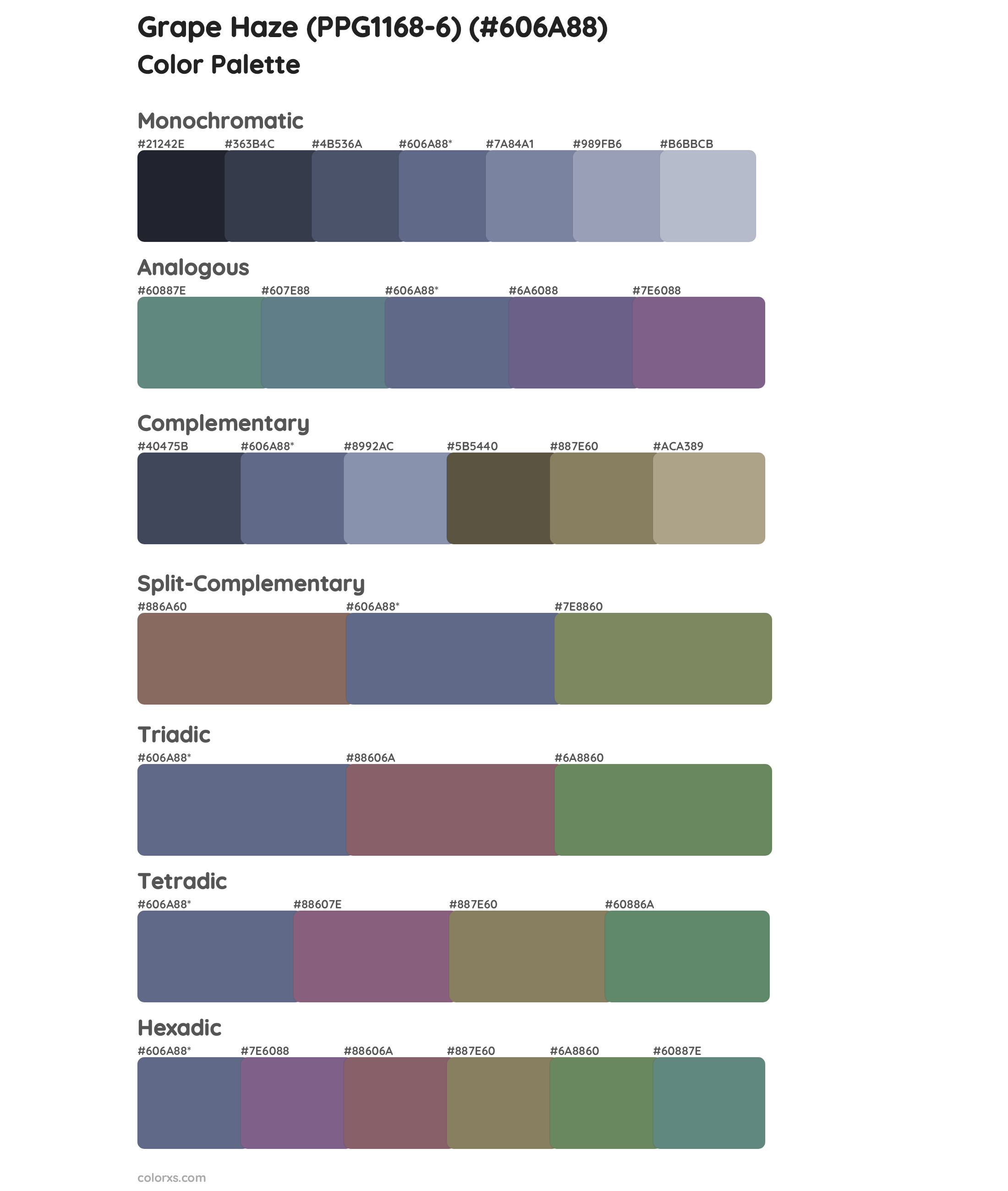 Grape Haze (PPG1168-6) Color Scheme Palettes