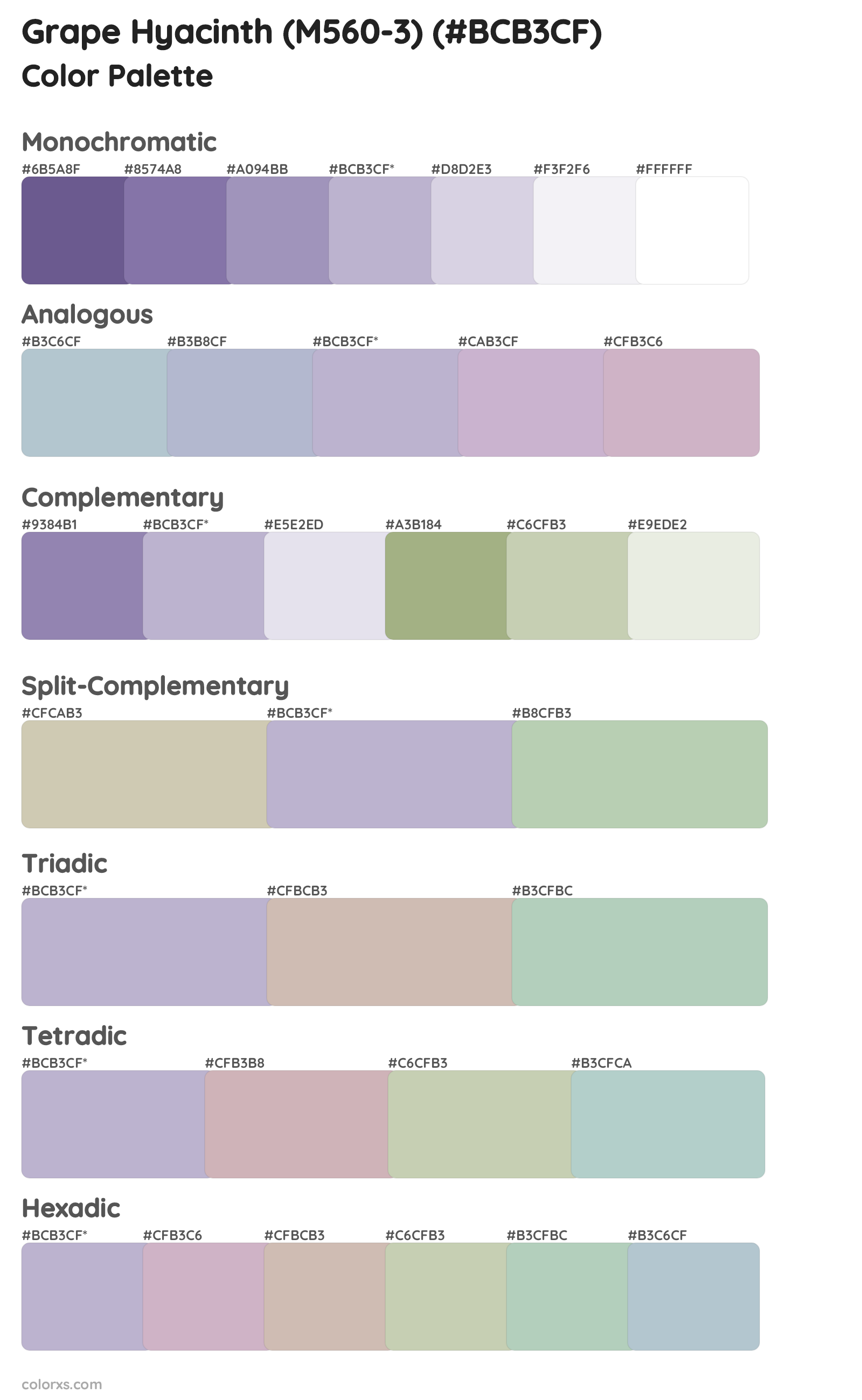 Grape Hyacinth (M560-3) Color Scheme Palettes