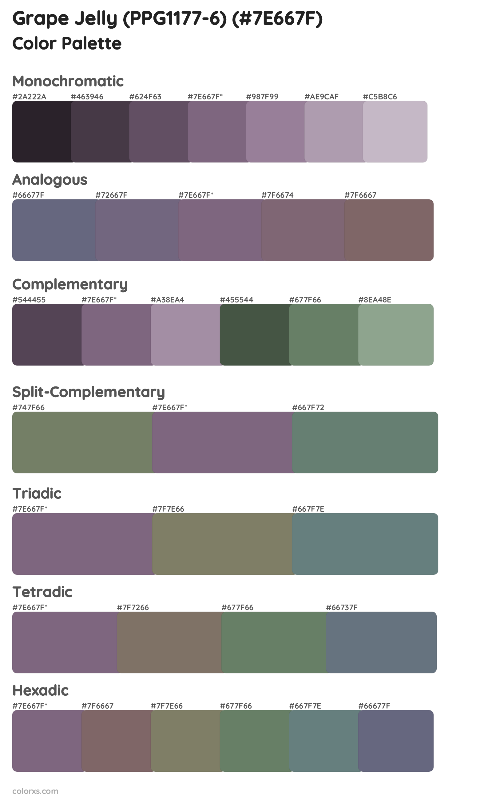 Grape Jelly (PPG1177-6) Color Scheme Palettes
