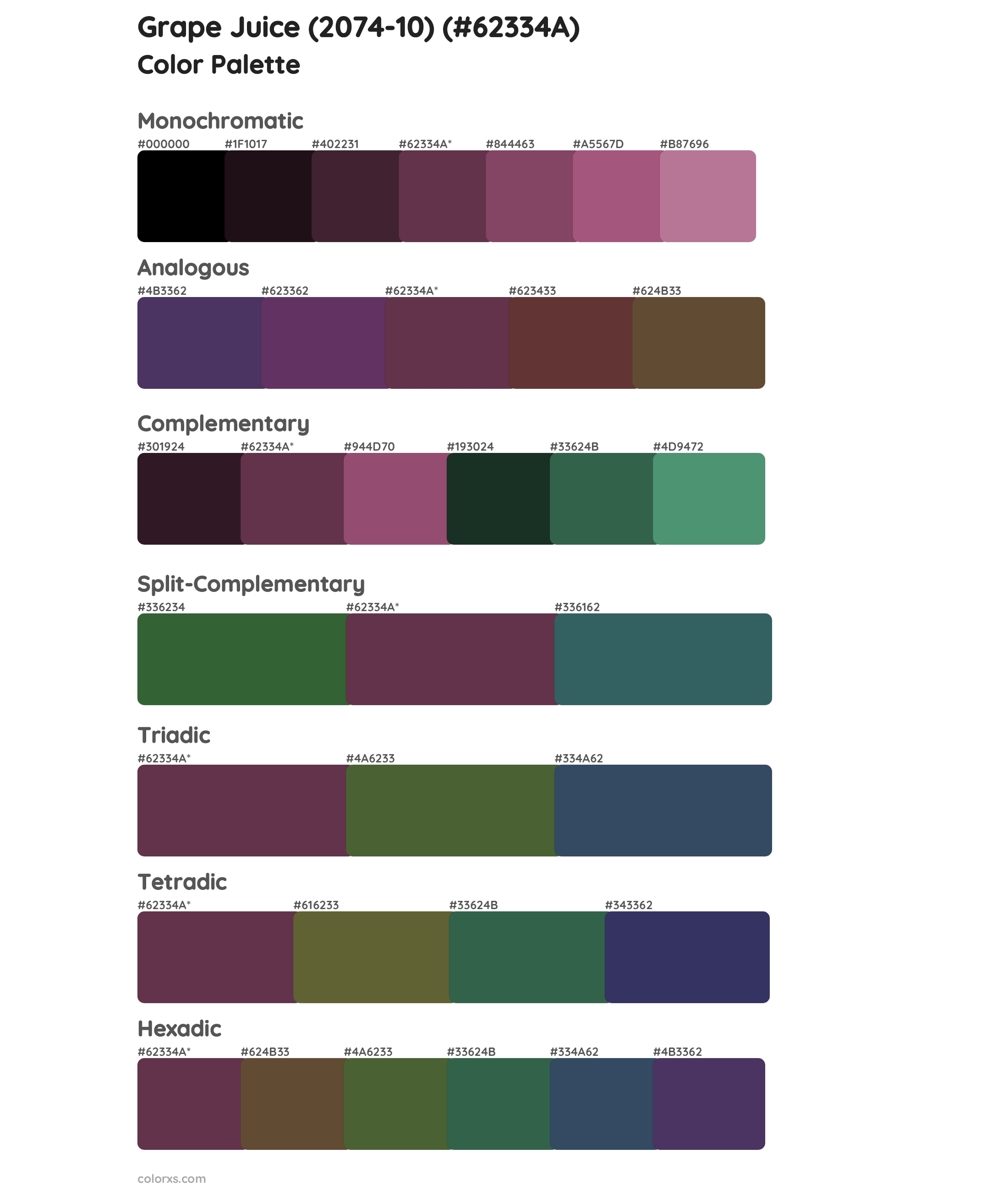Grape Juice (2074-10) Color Scheme Palettes