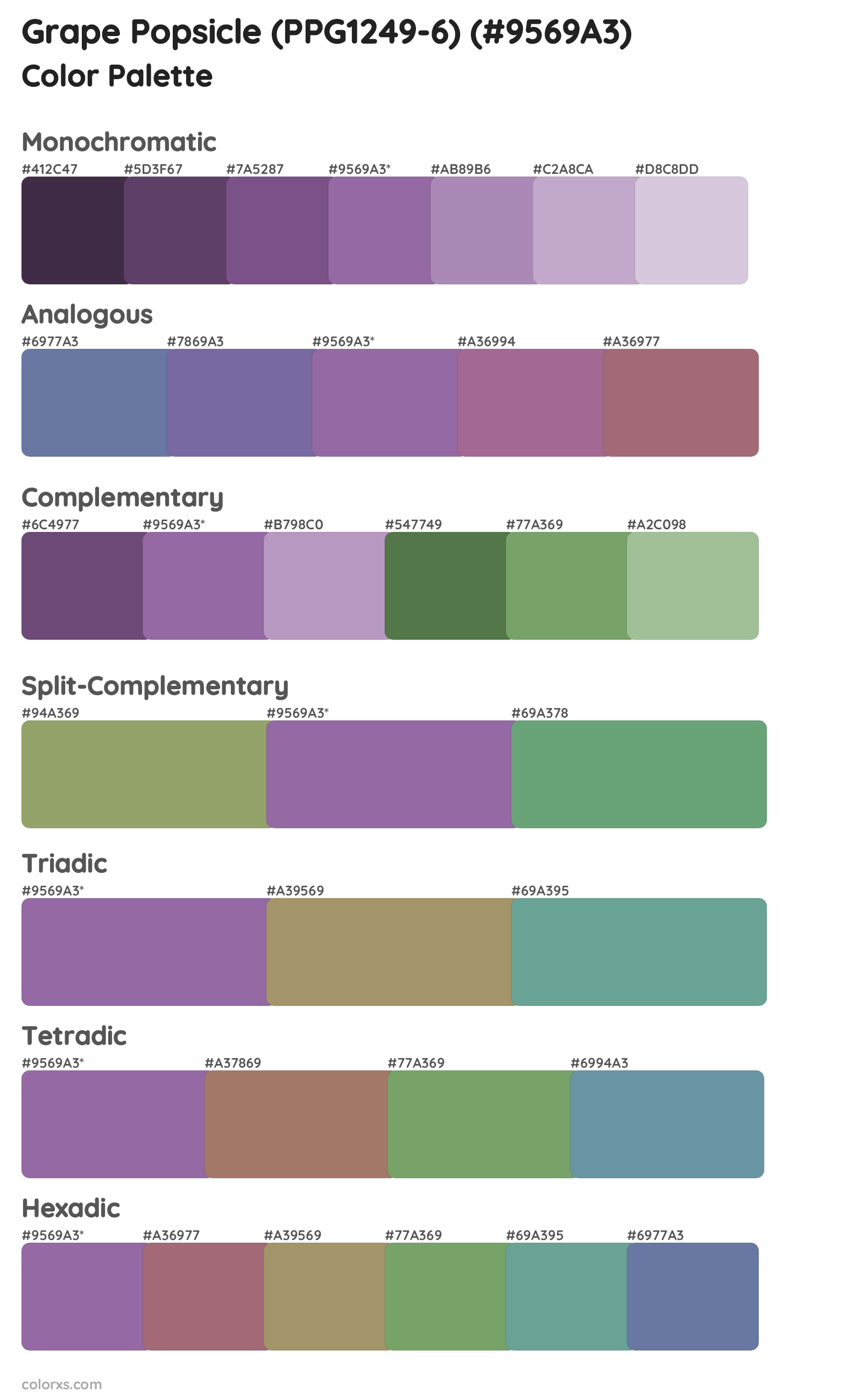 Grape Popsicle (PPG1249-6) Color Scheme Palettes