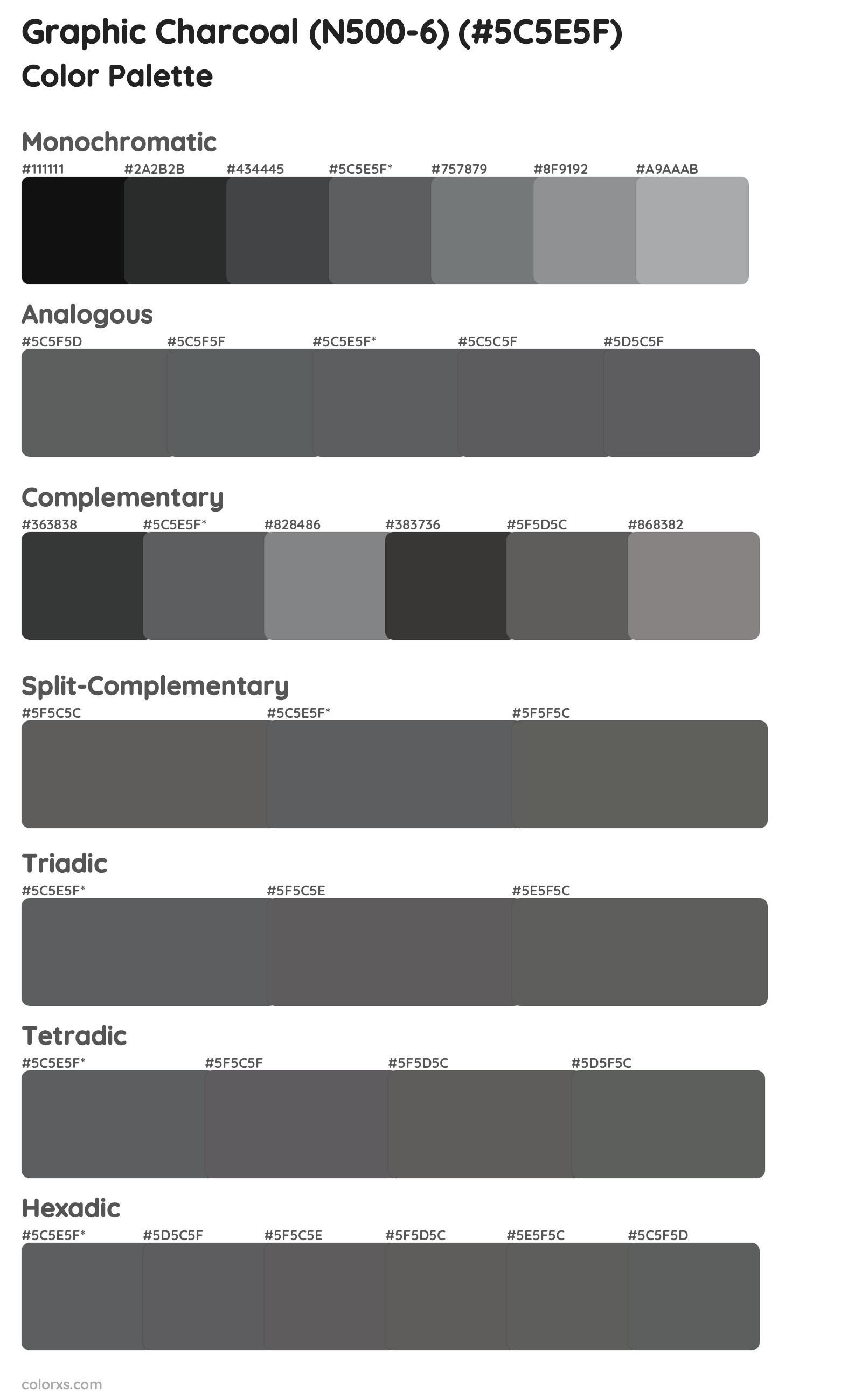 Graphic Charcoal (N500-6) Color Scheme Palettes