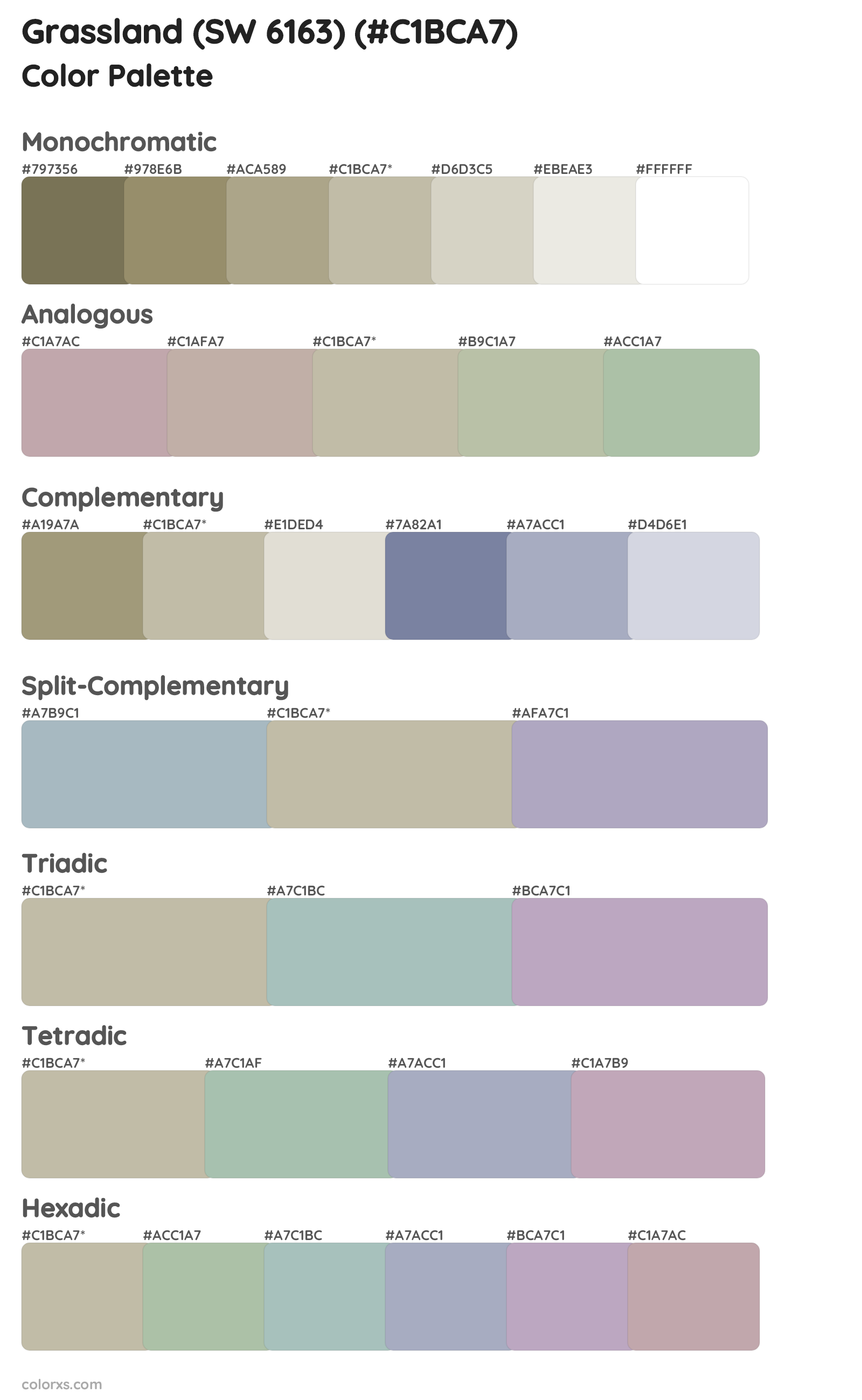 Grassland (SW 6163) Color Scheme Palettes