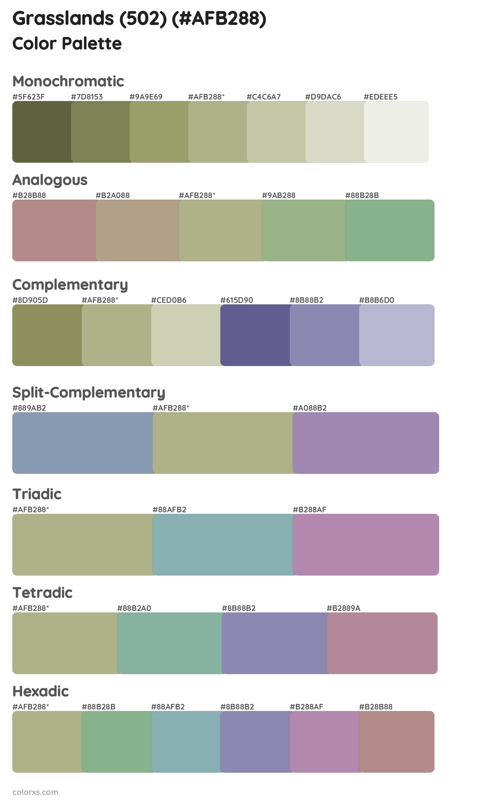 Grasslands (502) Color Scheme Palettes