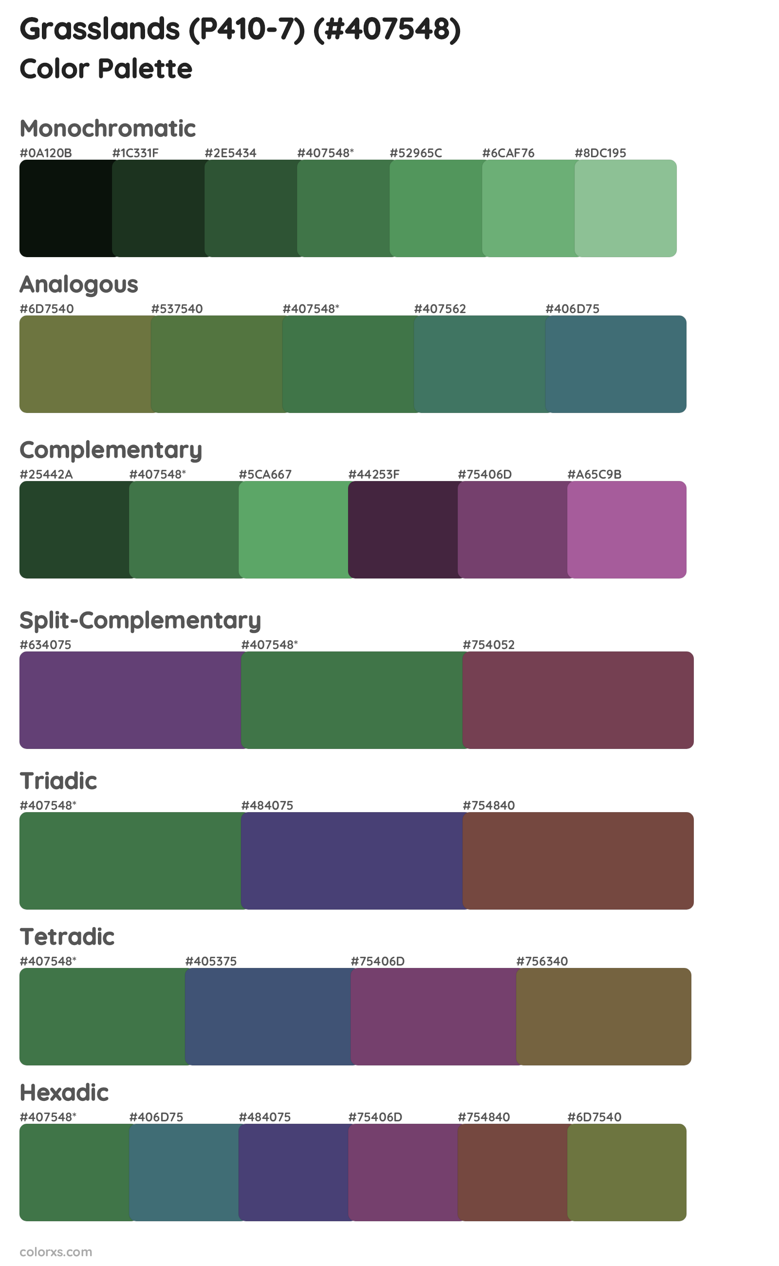 Grasslands (P410-7) Color Scheme Palettes