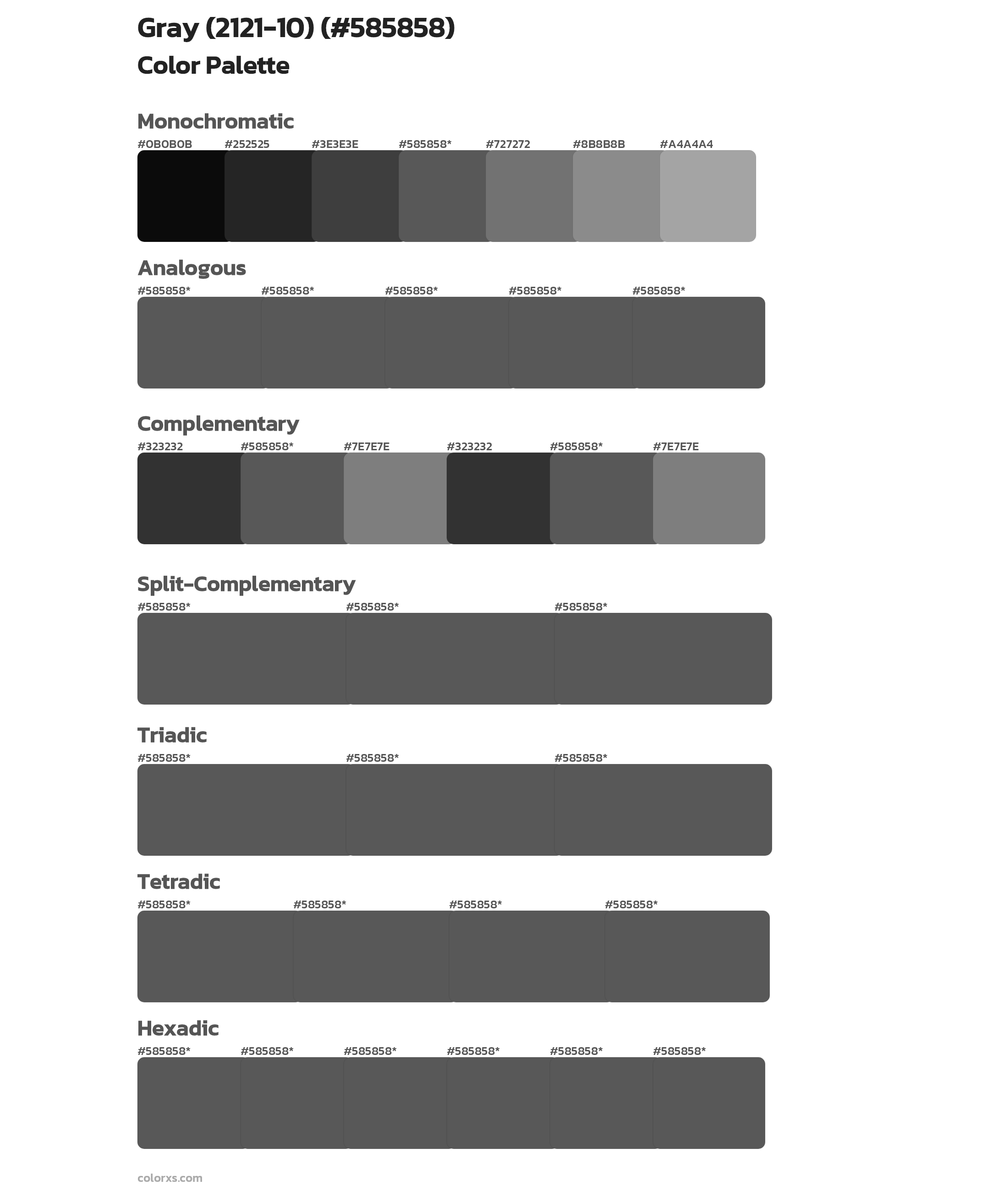 Gray (2121-10) Color Scheme Palettes