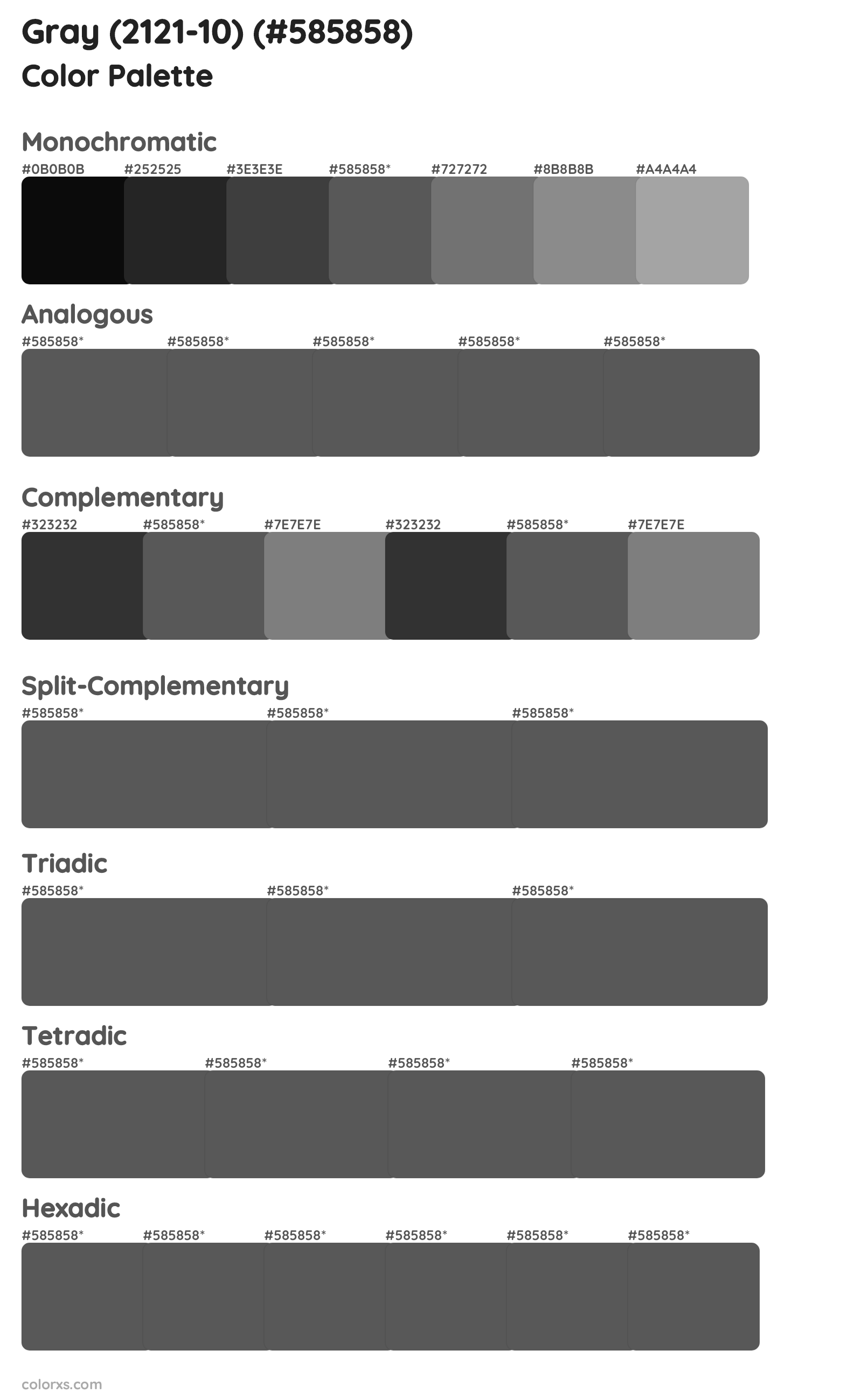 Gray (2121-10) Color Scheme Palettes