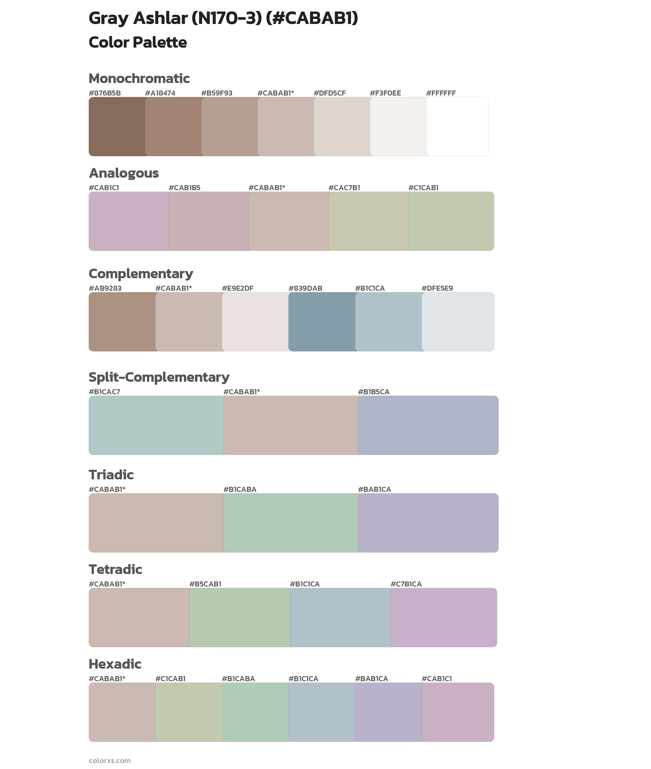 Gray Ashlar (N170-3) Color Scheme Palettes