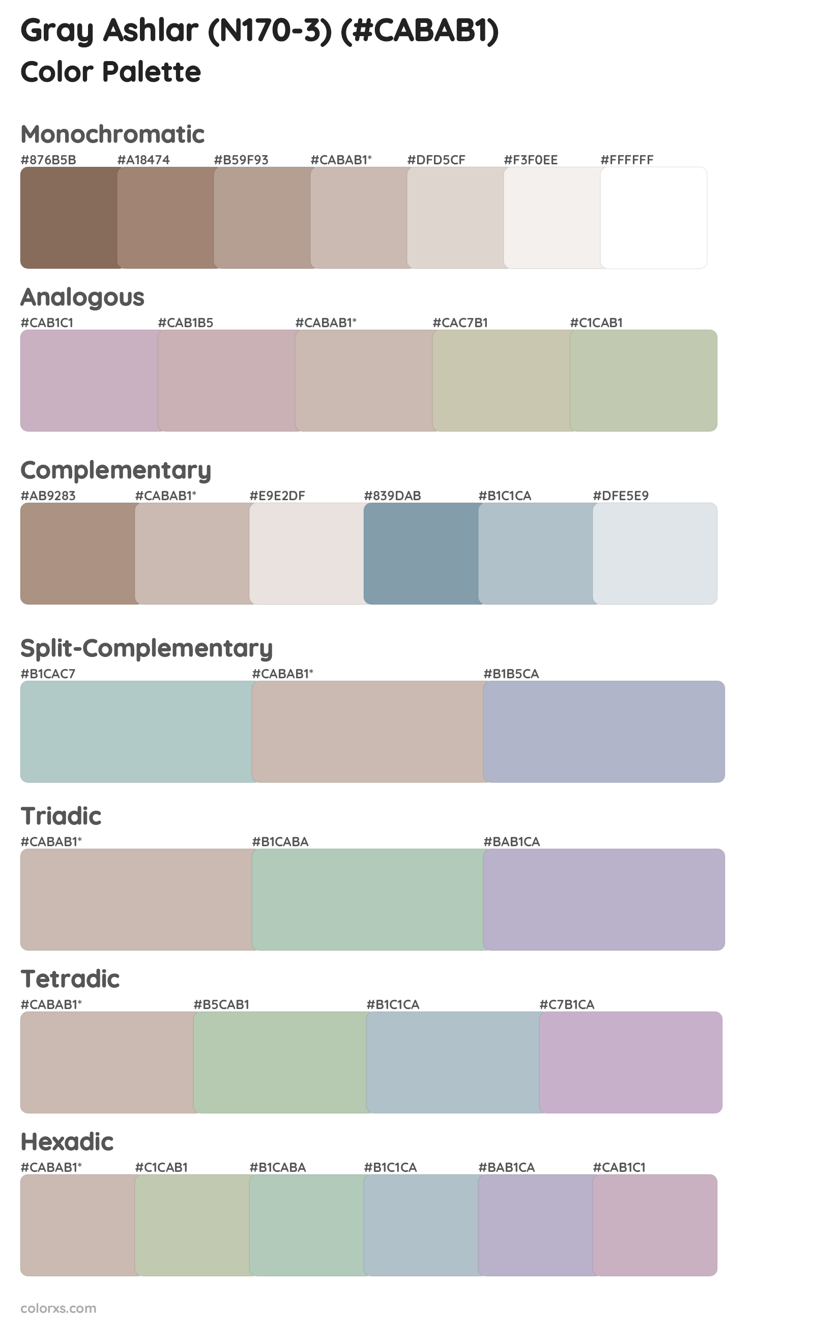 Gray Ashlar (N170-3) Color Scheme Palettes