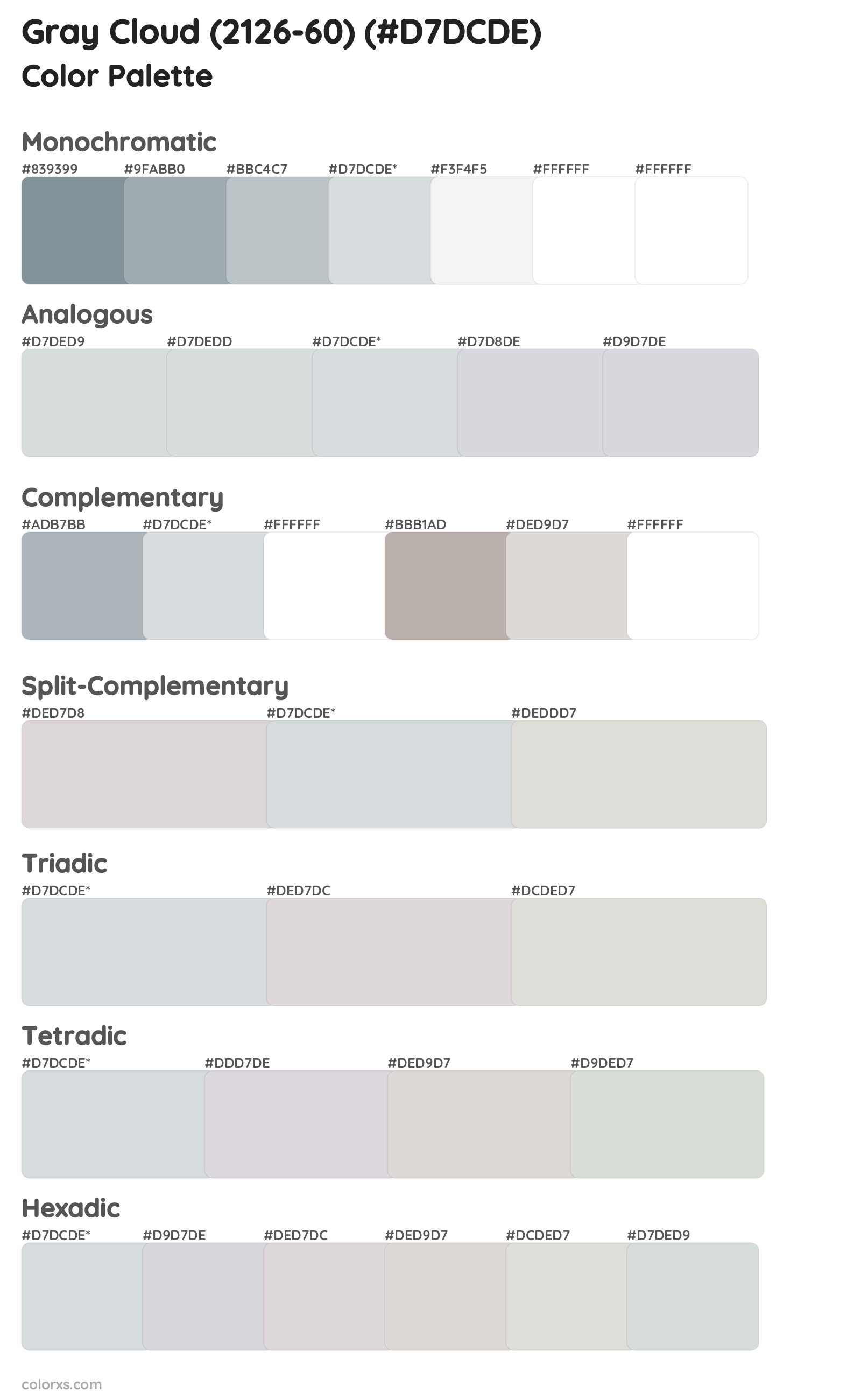 Gray Cloud (2126-60) Color Scheme Palettes