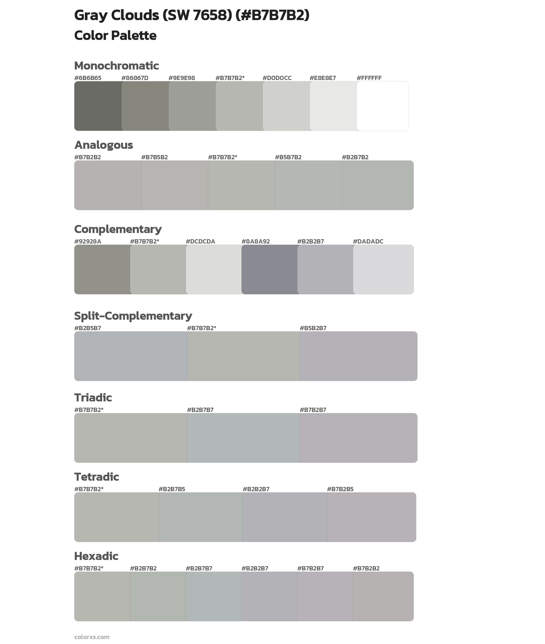 Sherwin Williams Gray Clouds (SW 7658) Paint coordinating colors and