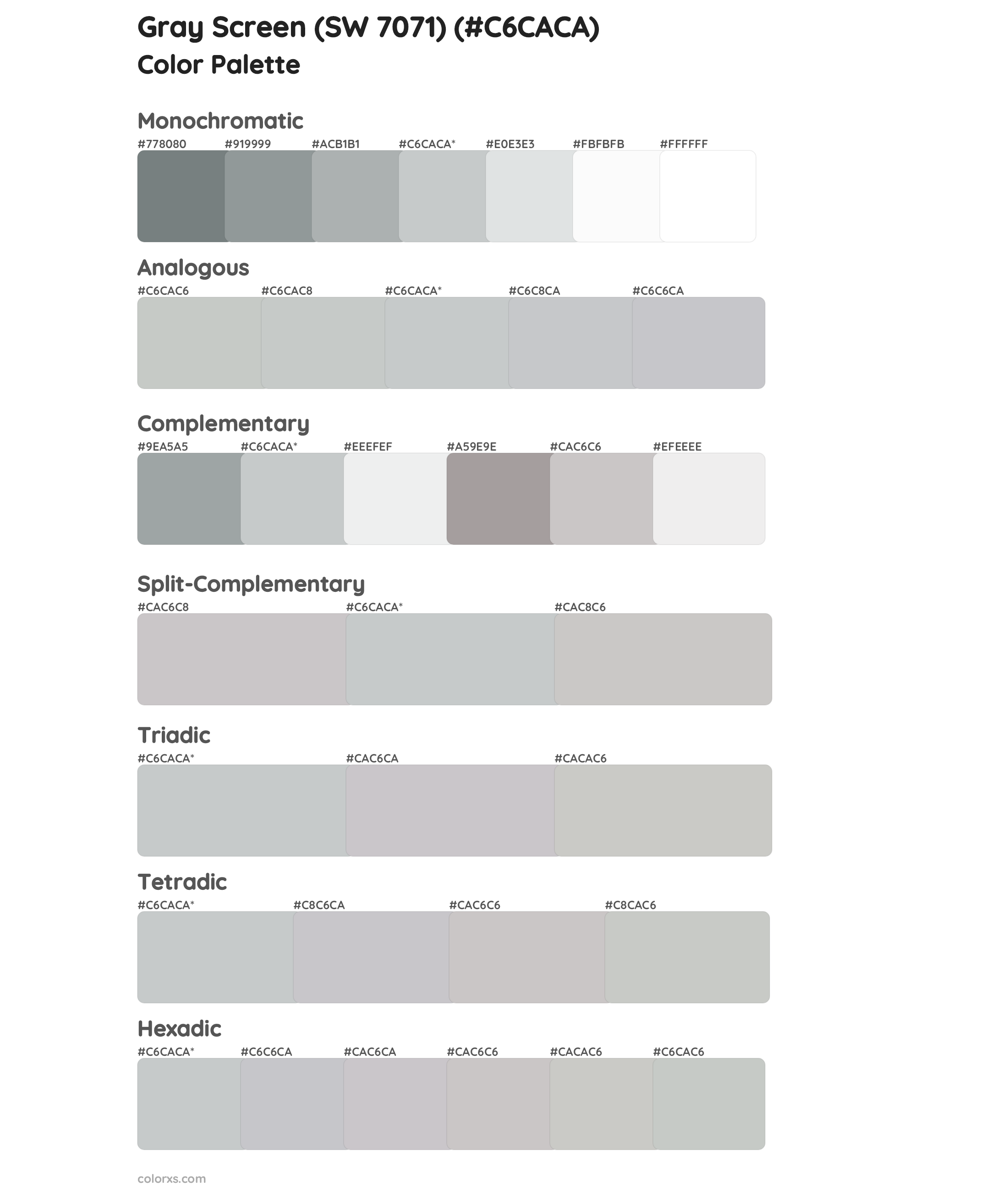 Gray Screen (SW 7071) Color Scheme Palettes