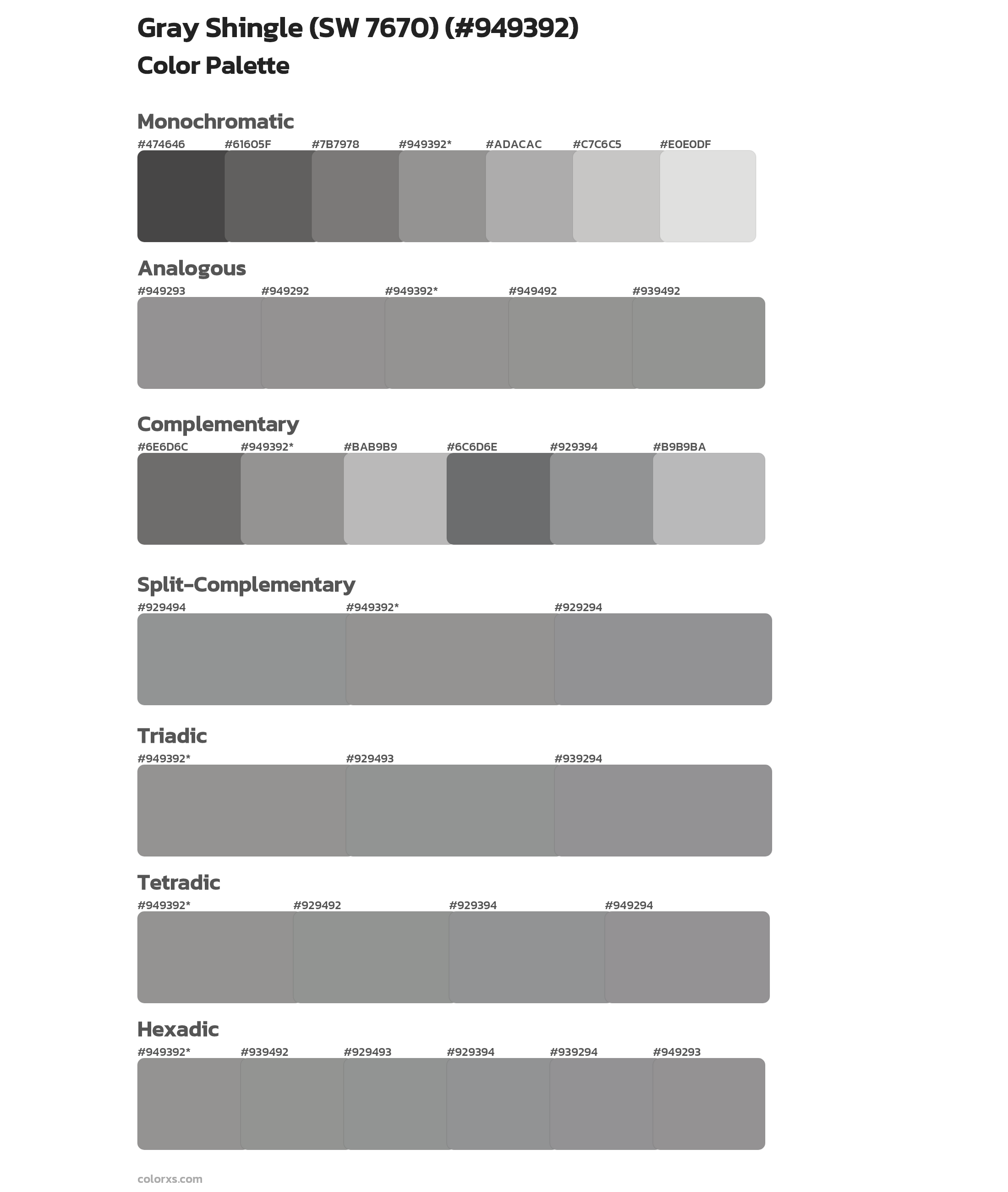 Gray Shingle (SW 7670) Color Scheme Palettes
