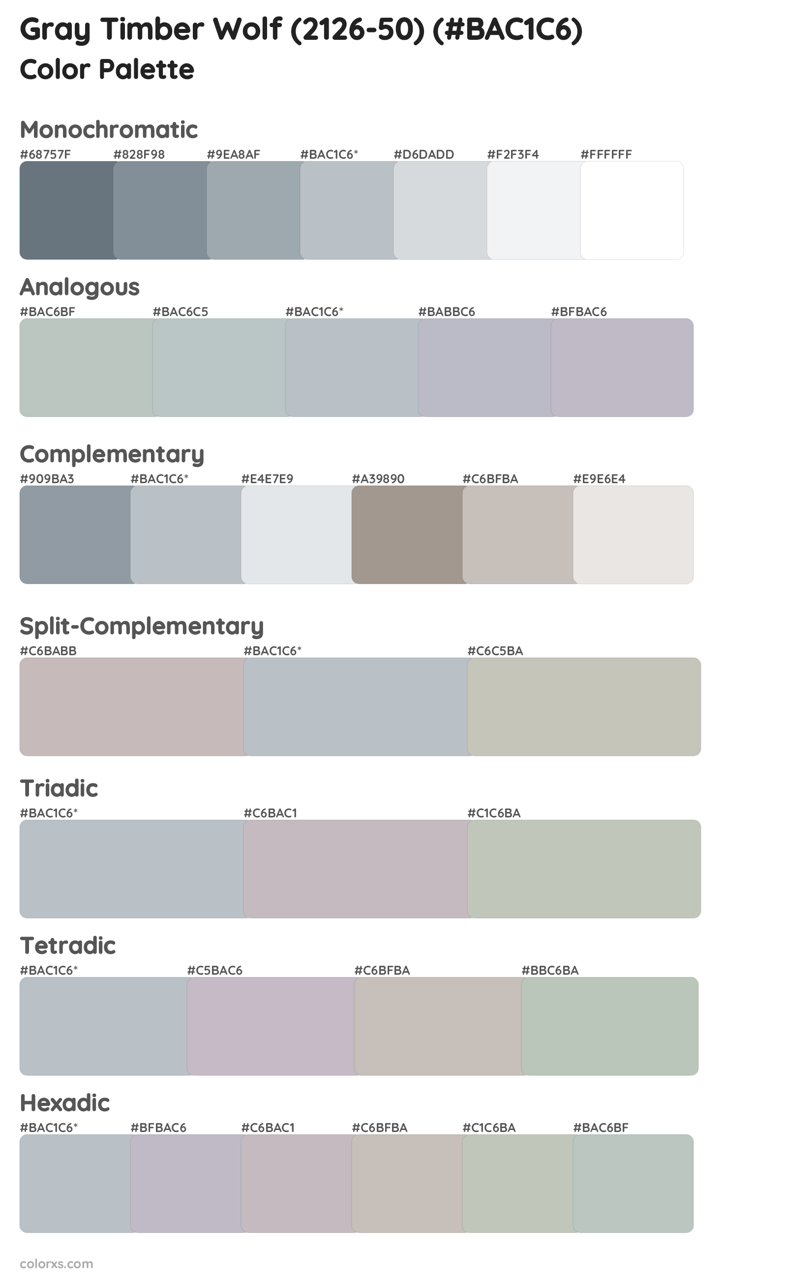 Gray Timber Wolf (2126-50) Color Scheme Palettes