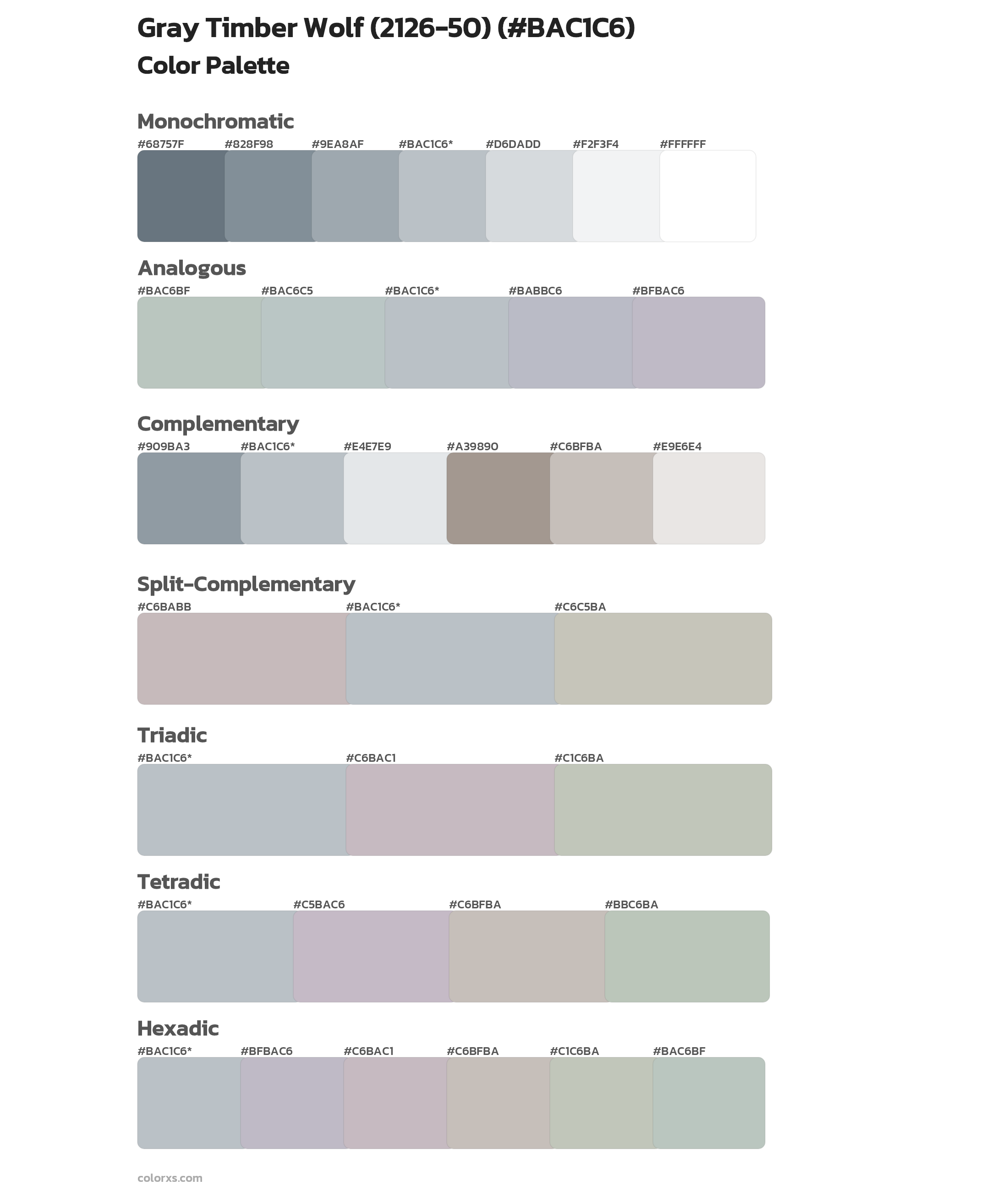 Gray Timber Wolf (2126-50) Color Scheme Palettes