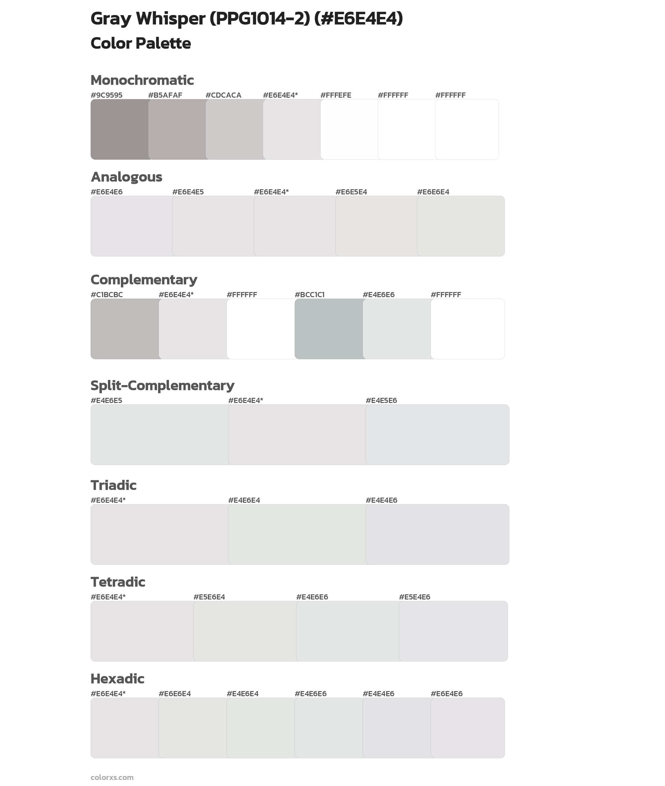 Gray Whisper (PPG1014-2) Color Scheme Palettes