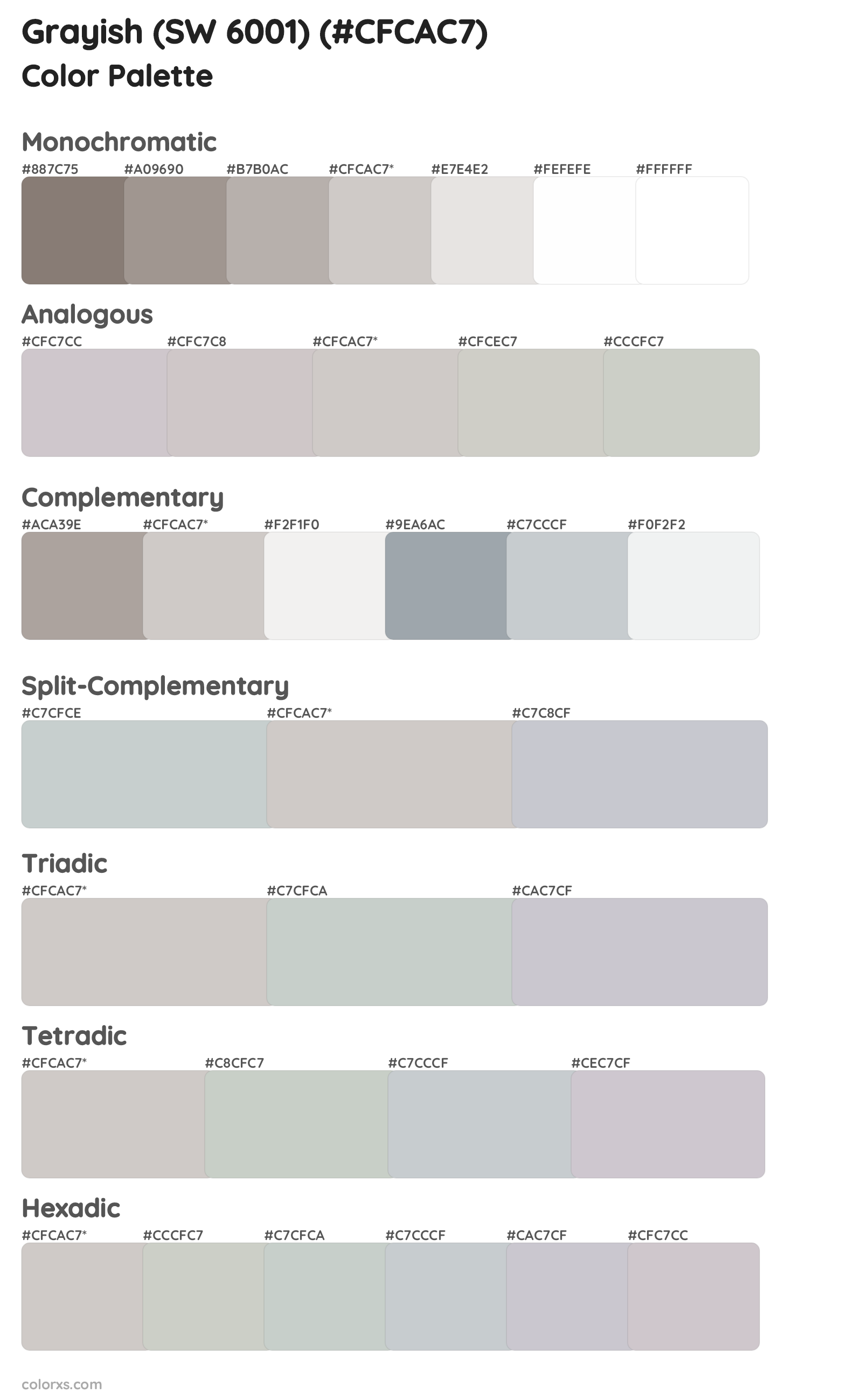 Grayish (SW 6001) Color Scheme Palettes