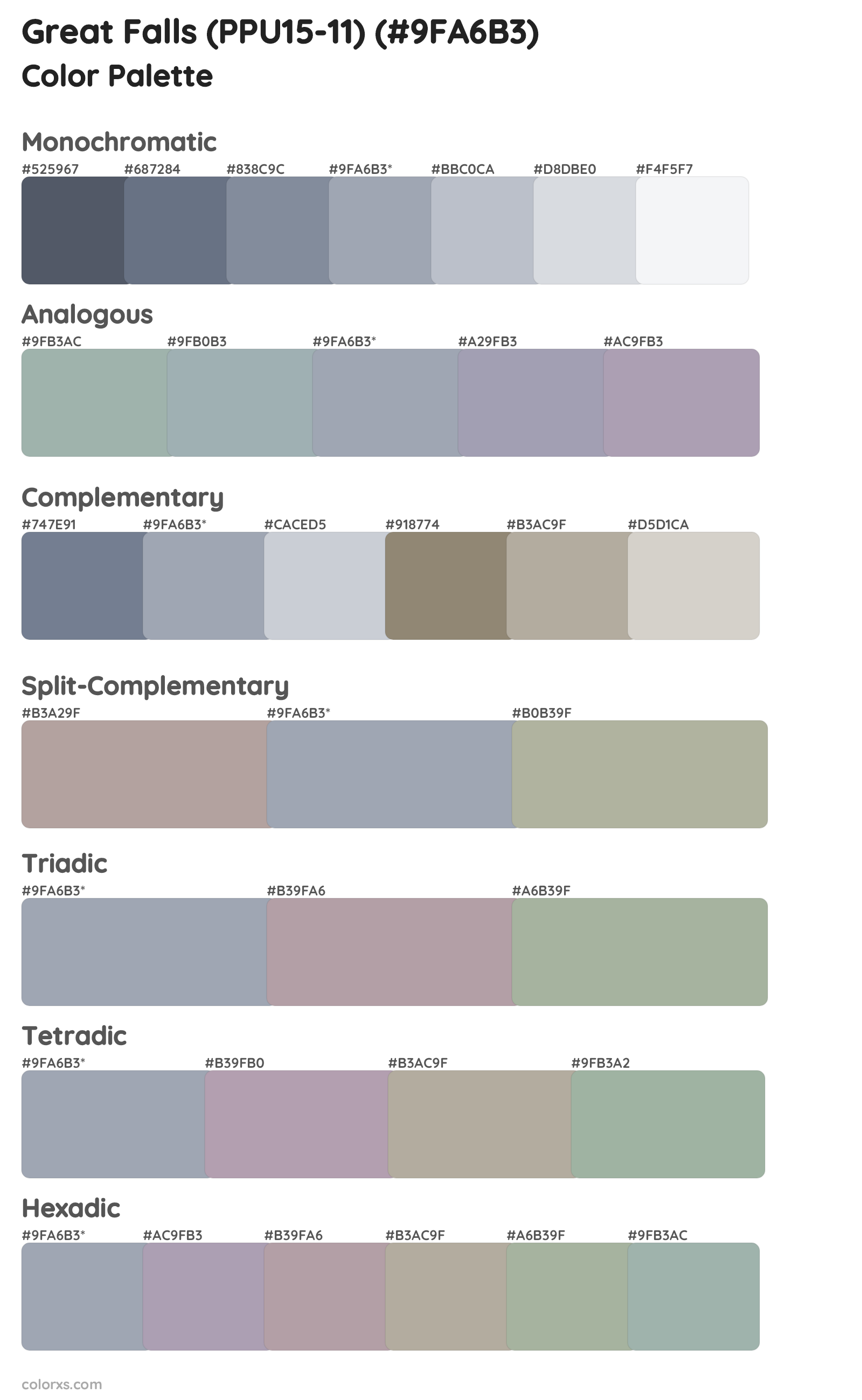 Great Falls (PPU15-11) Color Scheme Palettes